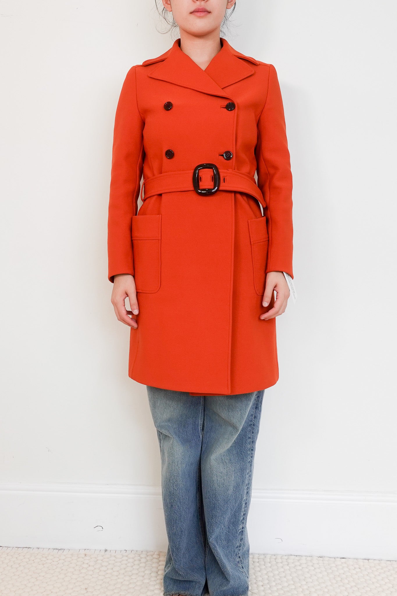 Prada Orange Belted Trench Coat RRP £1000 | Authentic Preloved