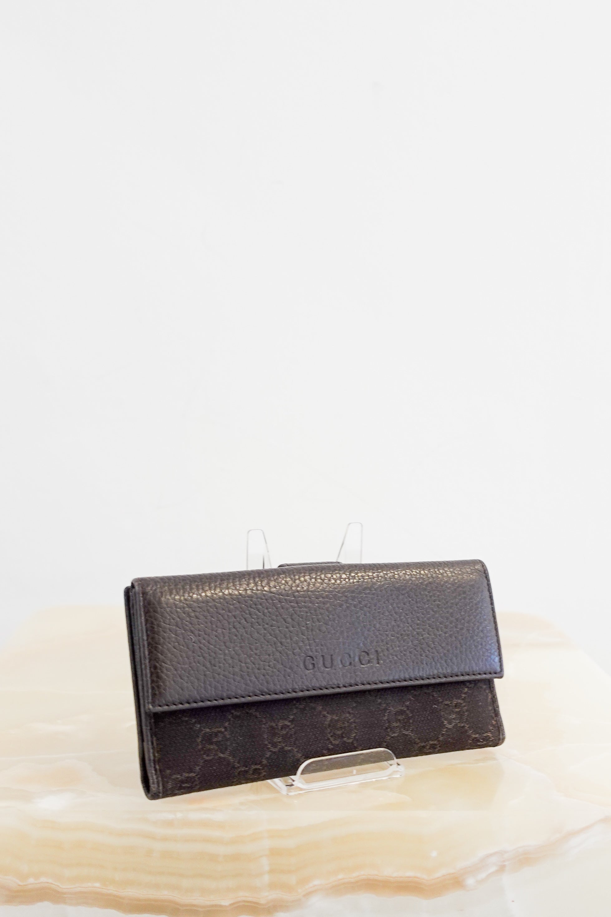 Gucci Dark Brown GG Monogram Flap Wallet RRP £700 | Authentic Preloved