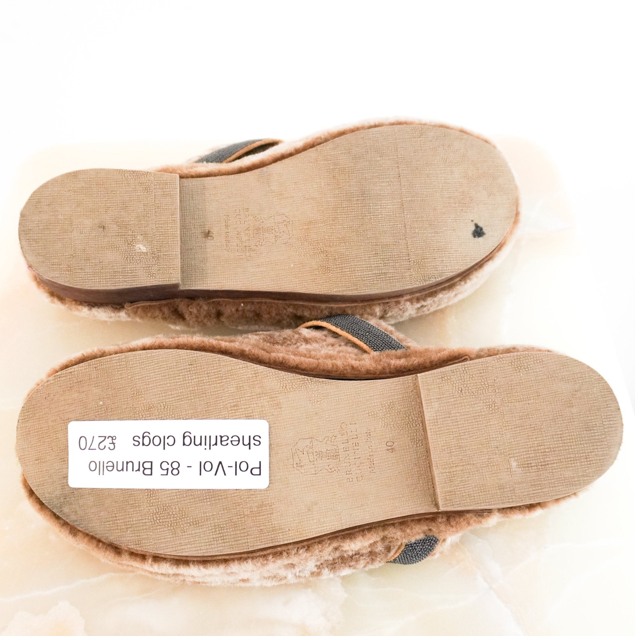 Brunello Cucinelli Brown Shearling Clogs £1.1K | Authentic Preloved - Reloved Again