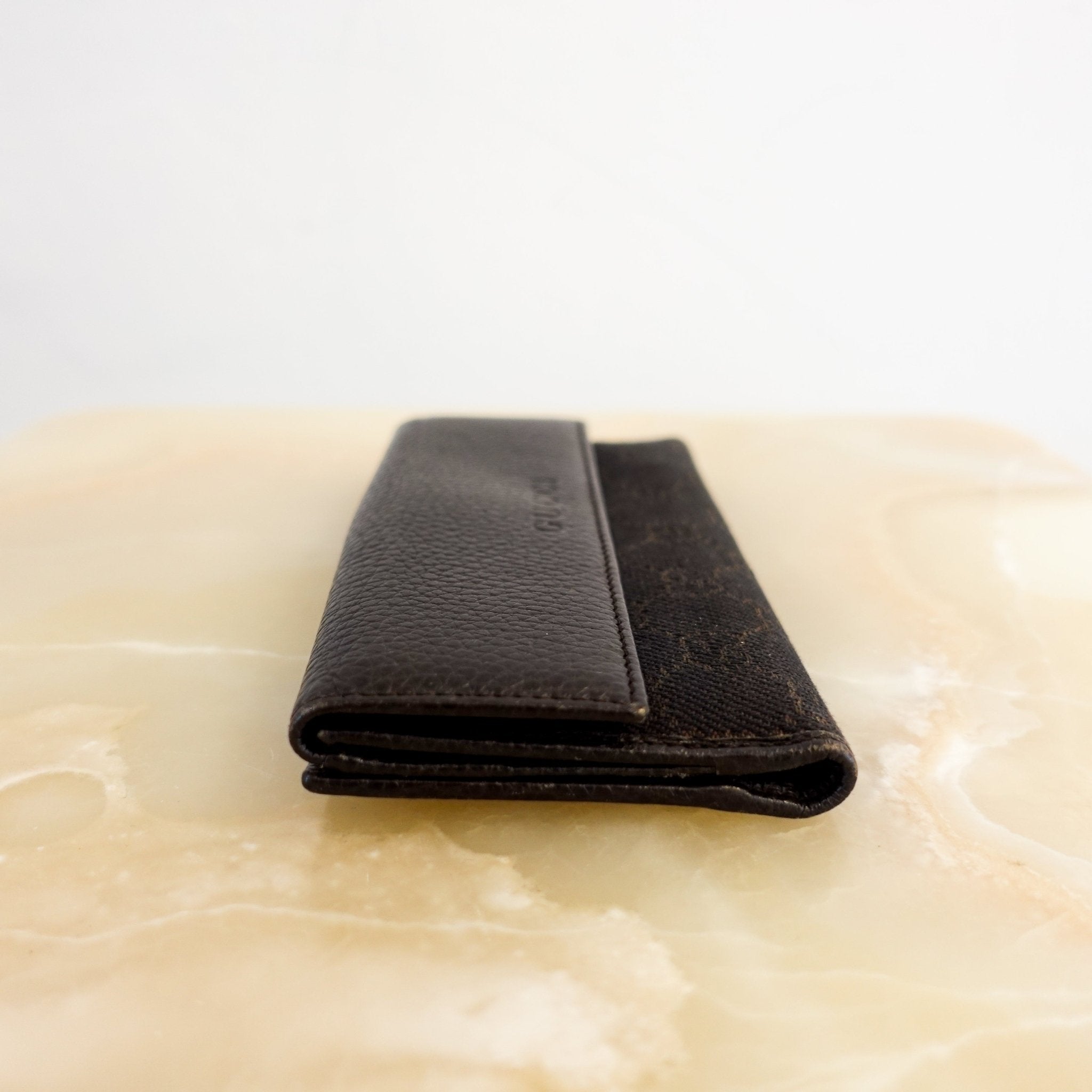 Gucci Dark Brown GG Monogram Flap Wallet RRP £700 | Authentic Preloved - Reloved Again