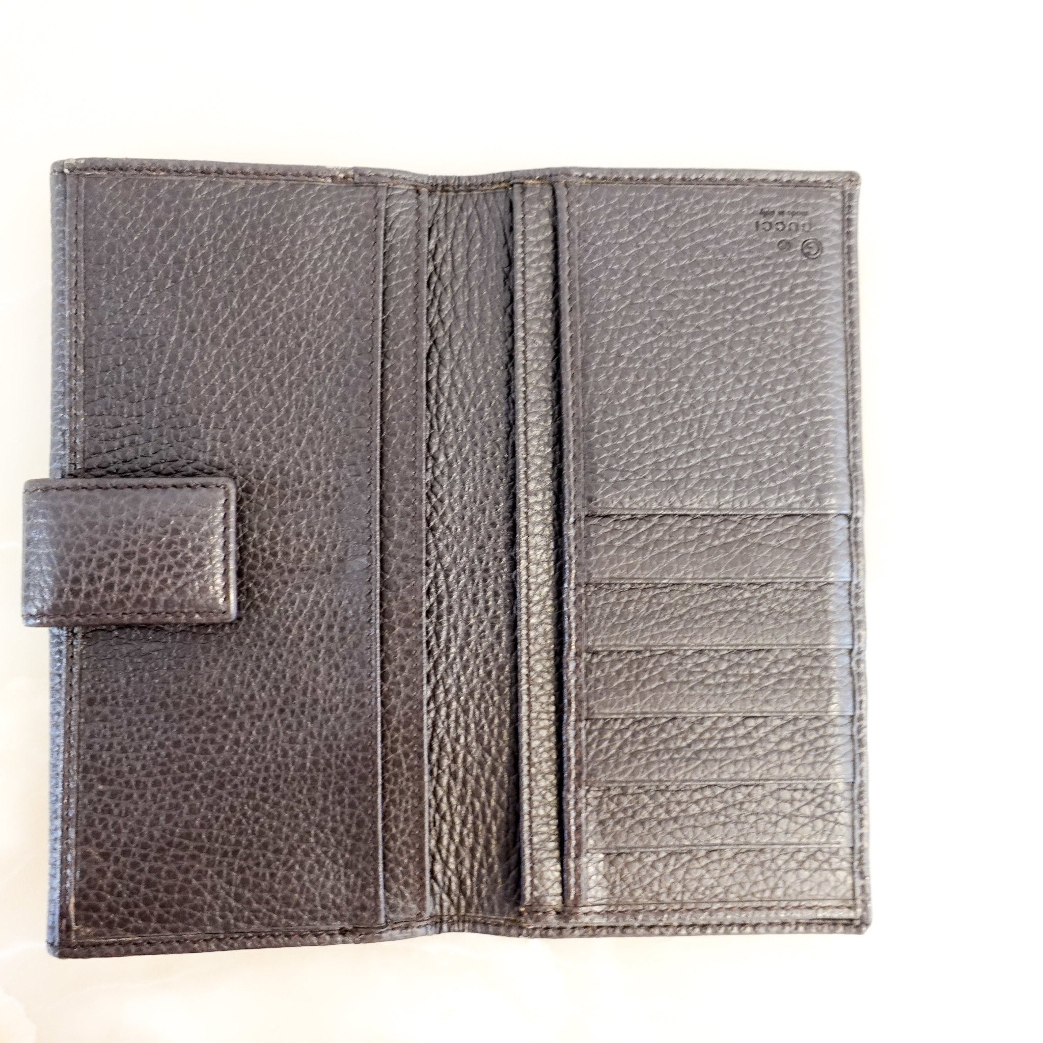 Gucci Dark Brown GG Monogram Flap Wallet RRP £700 | Authentic Preloved
