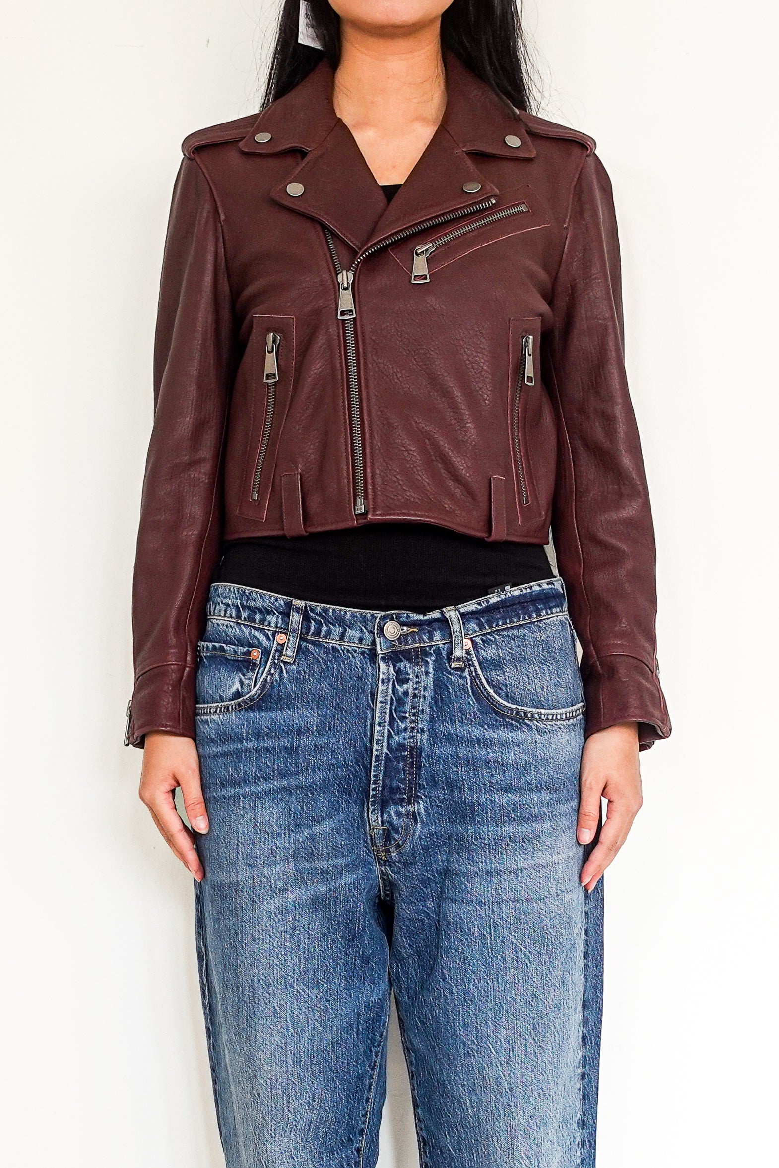 Burgandy Biker jacket RRP £995