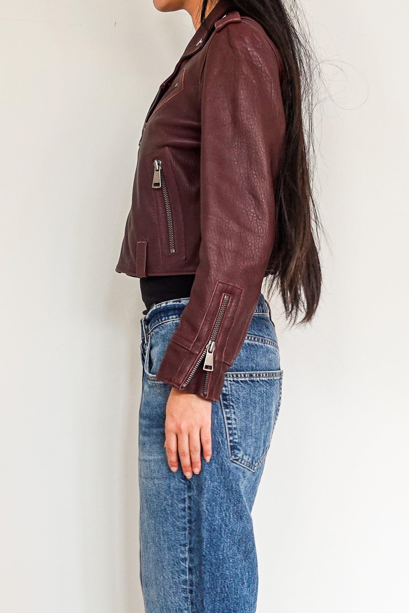 Burgandy Biker jacket RRP £995