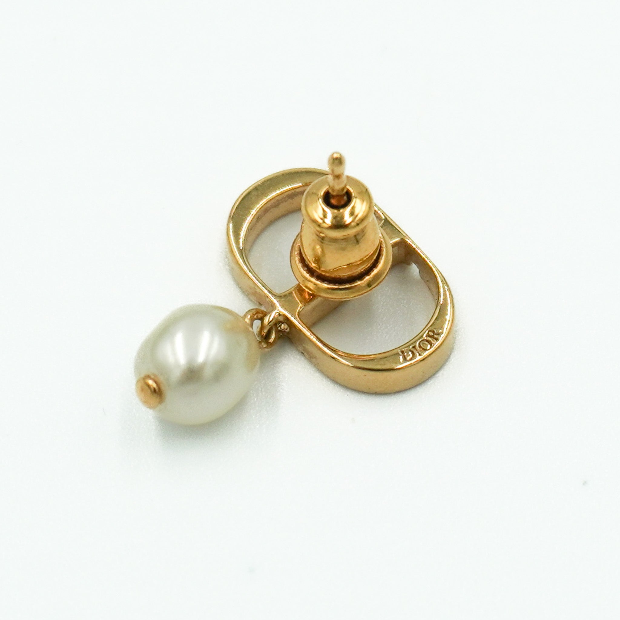 Dior CD Earrings in Gold-Tone Metal with White Resin Pearls (RRP £330) | Authentic Preloved FINAL SALE
