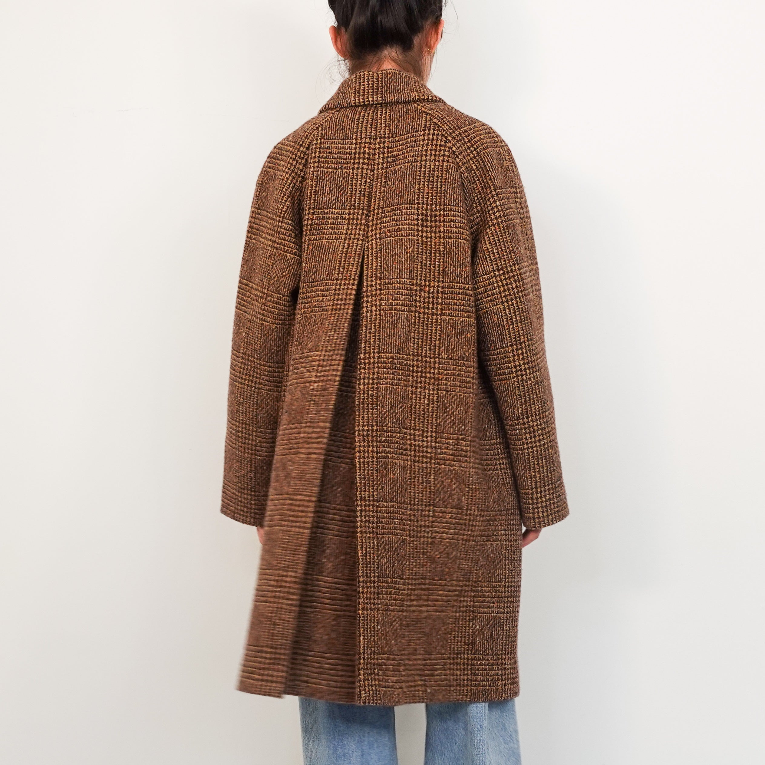 Brown long tweed coat RRP £650