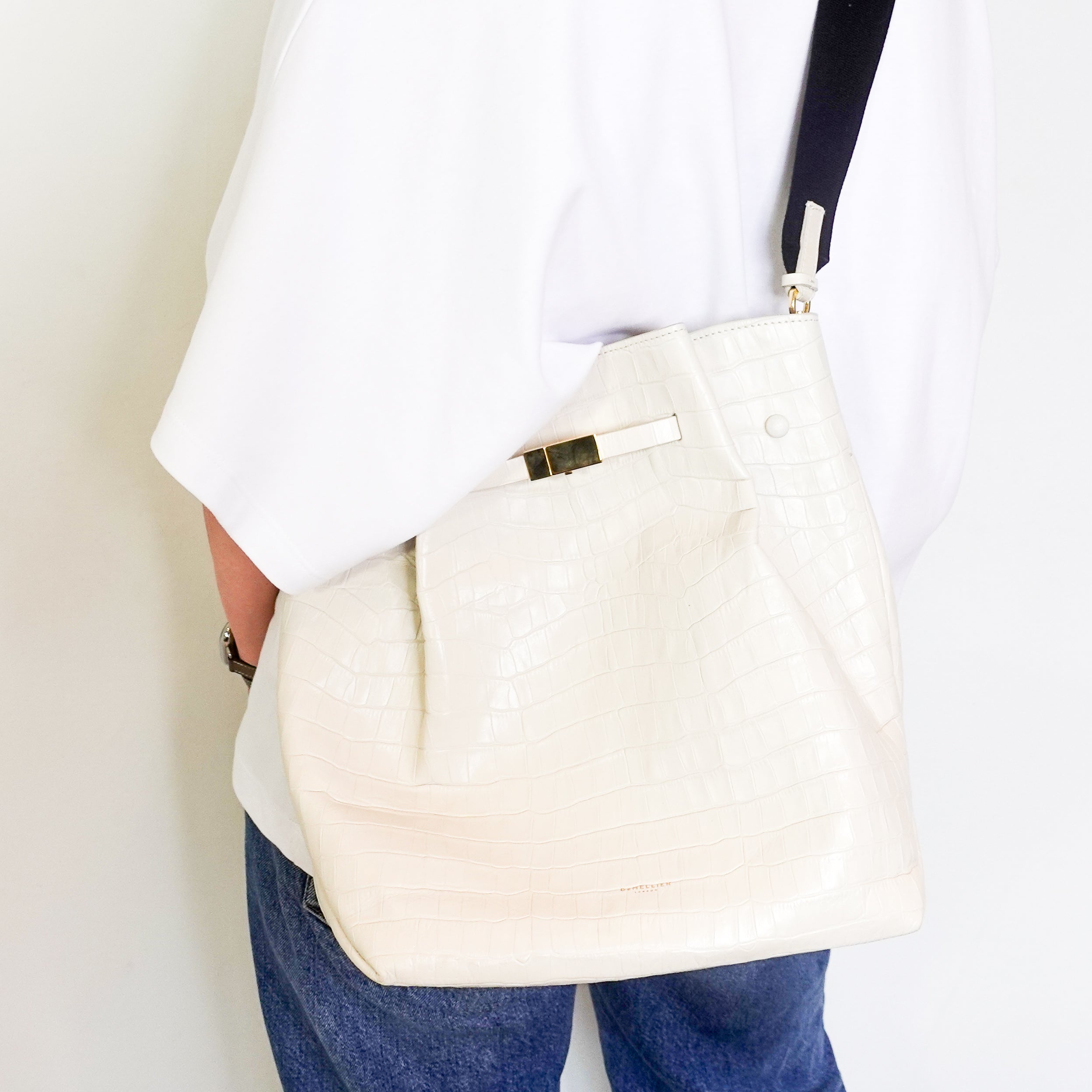 Demellier London Off White Crocodile Leather Tote Bag RRP £545 | Authentic Preloved