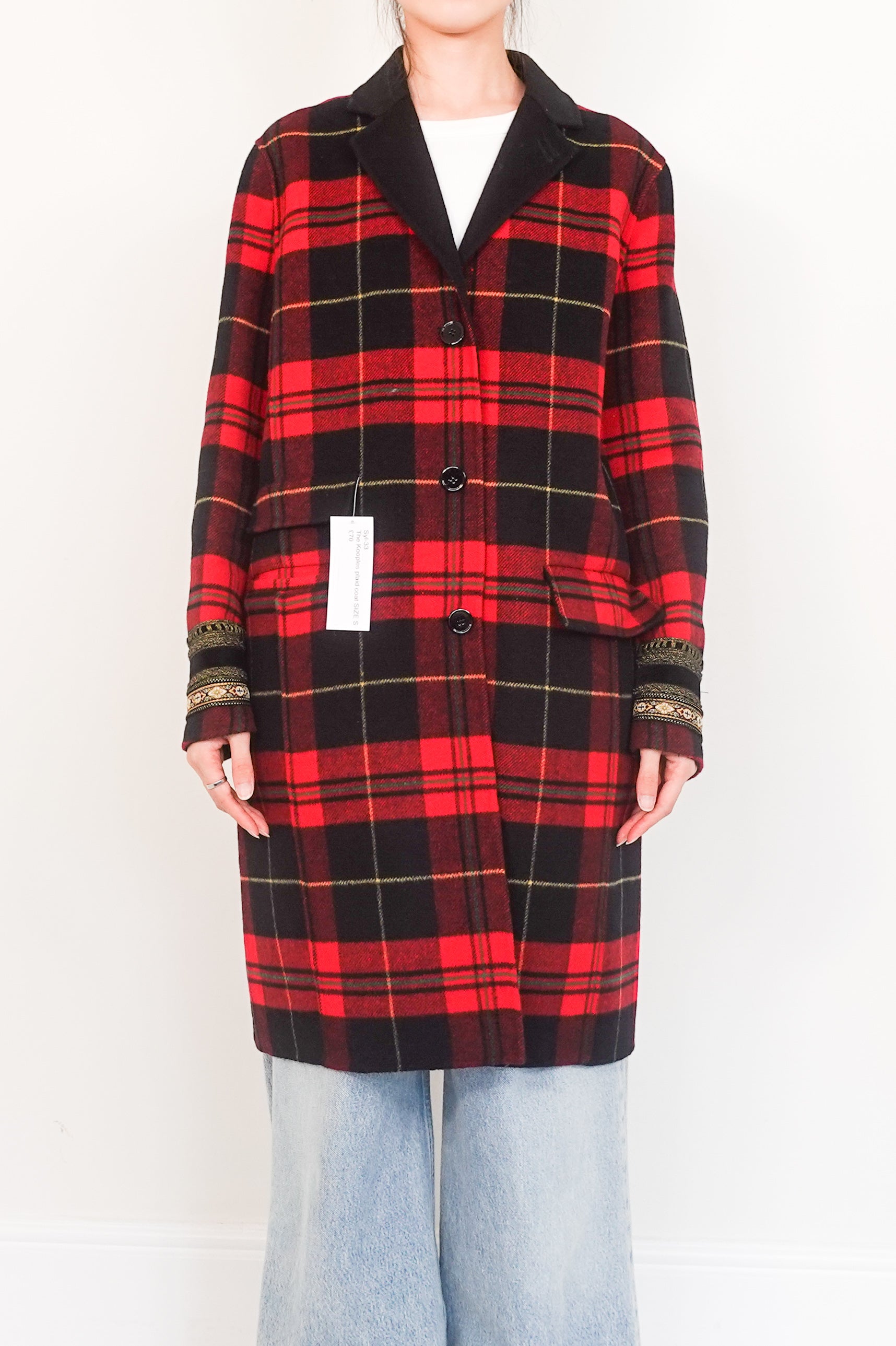 Red plaid coat RRP £150