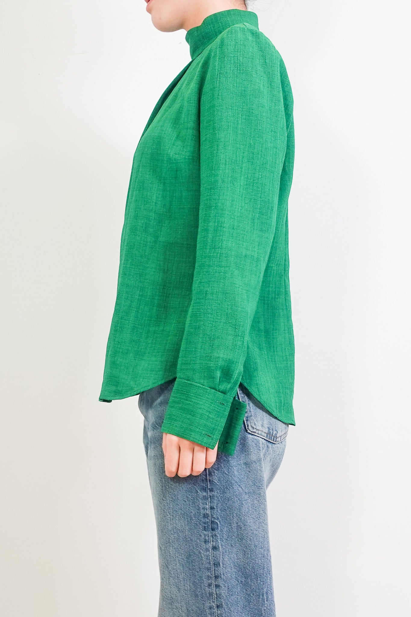 Green long sleeve blouse RRP £220