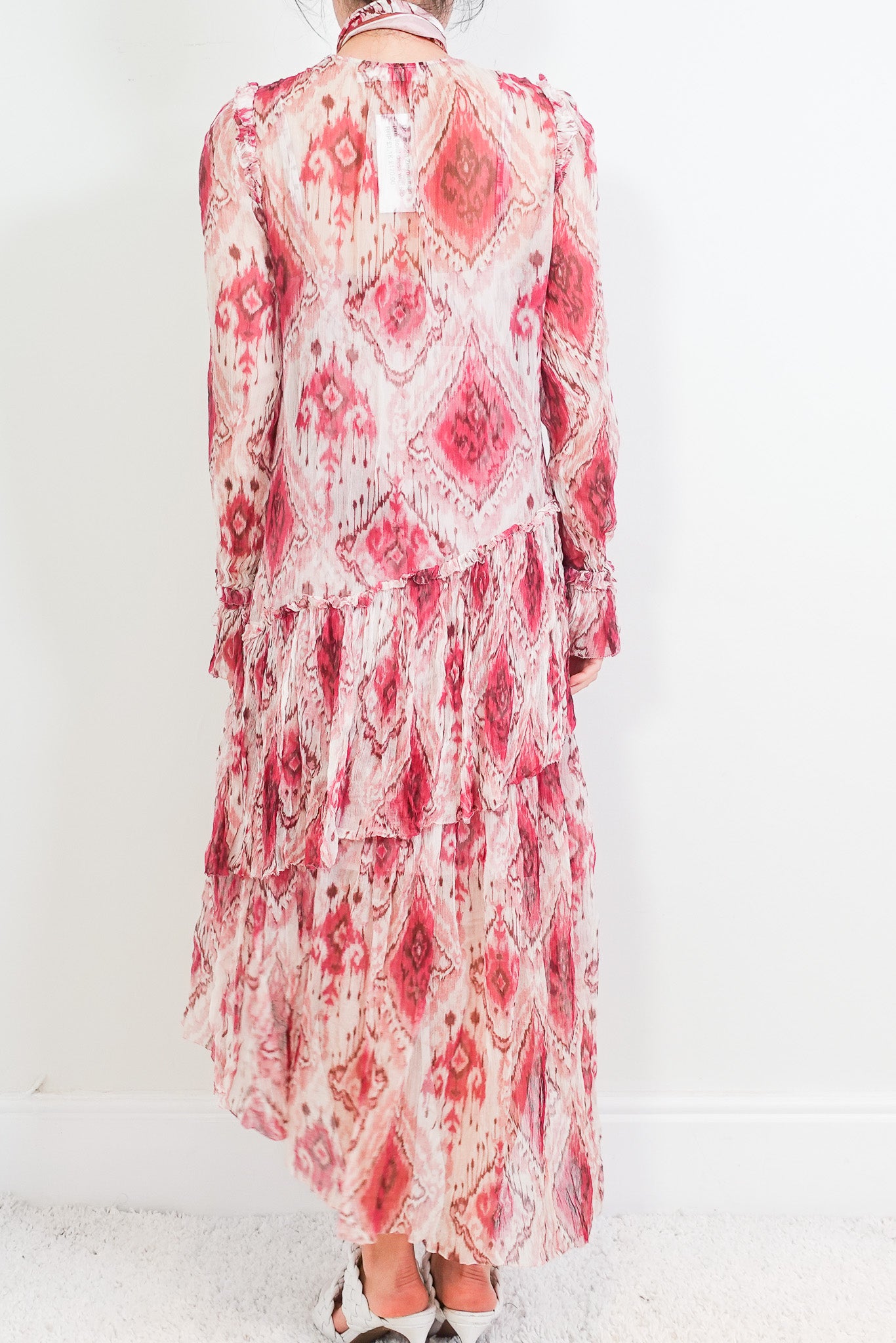 Midi pink floral silk dress RRP £1.1k final sale