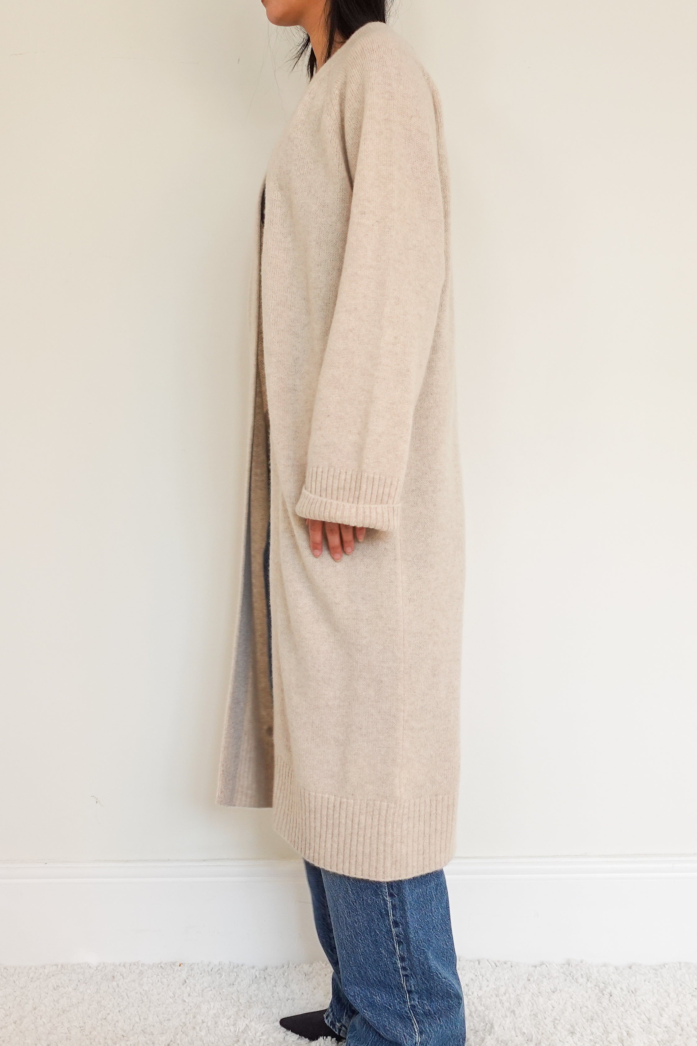 Wool and cashmere Long beige cardigan RRP £250