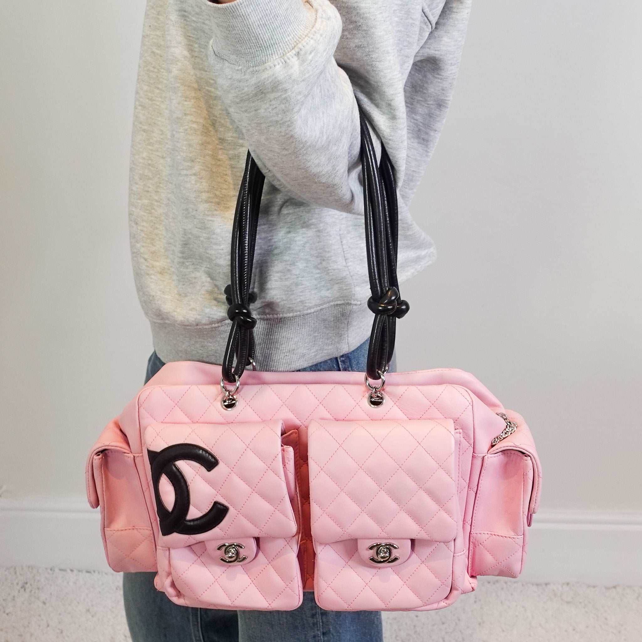 Cambon Pink Quilted Leather Reporter Bag RRP £4k