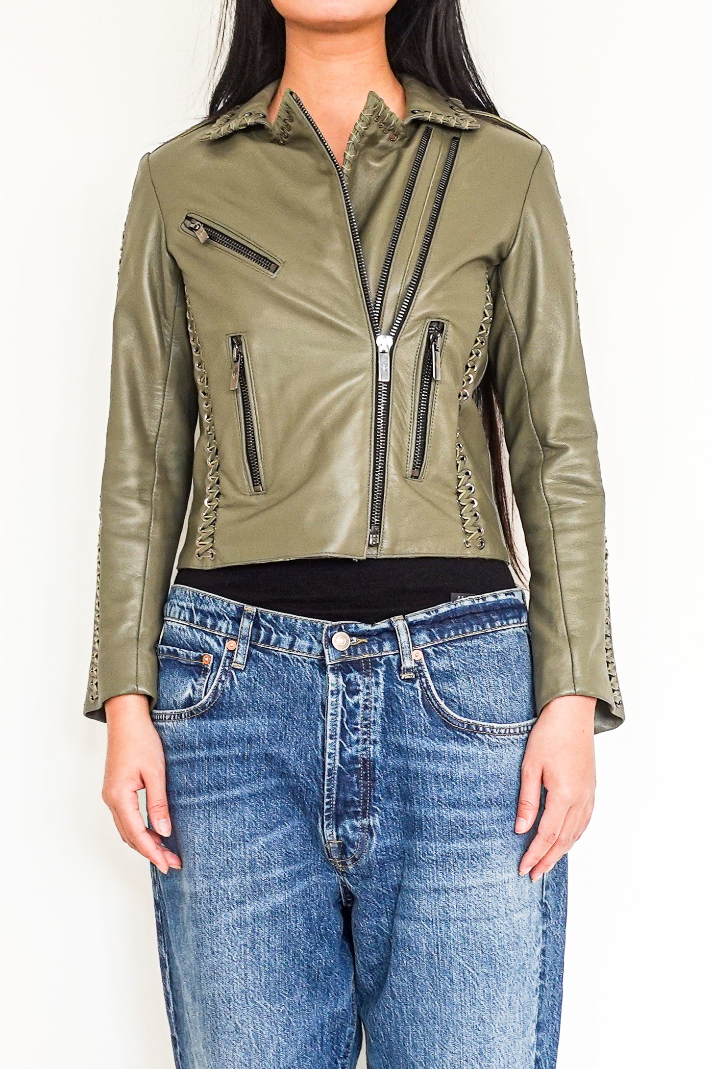 Green Leather Jacket RRP £1.2K