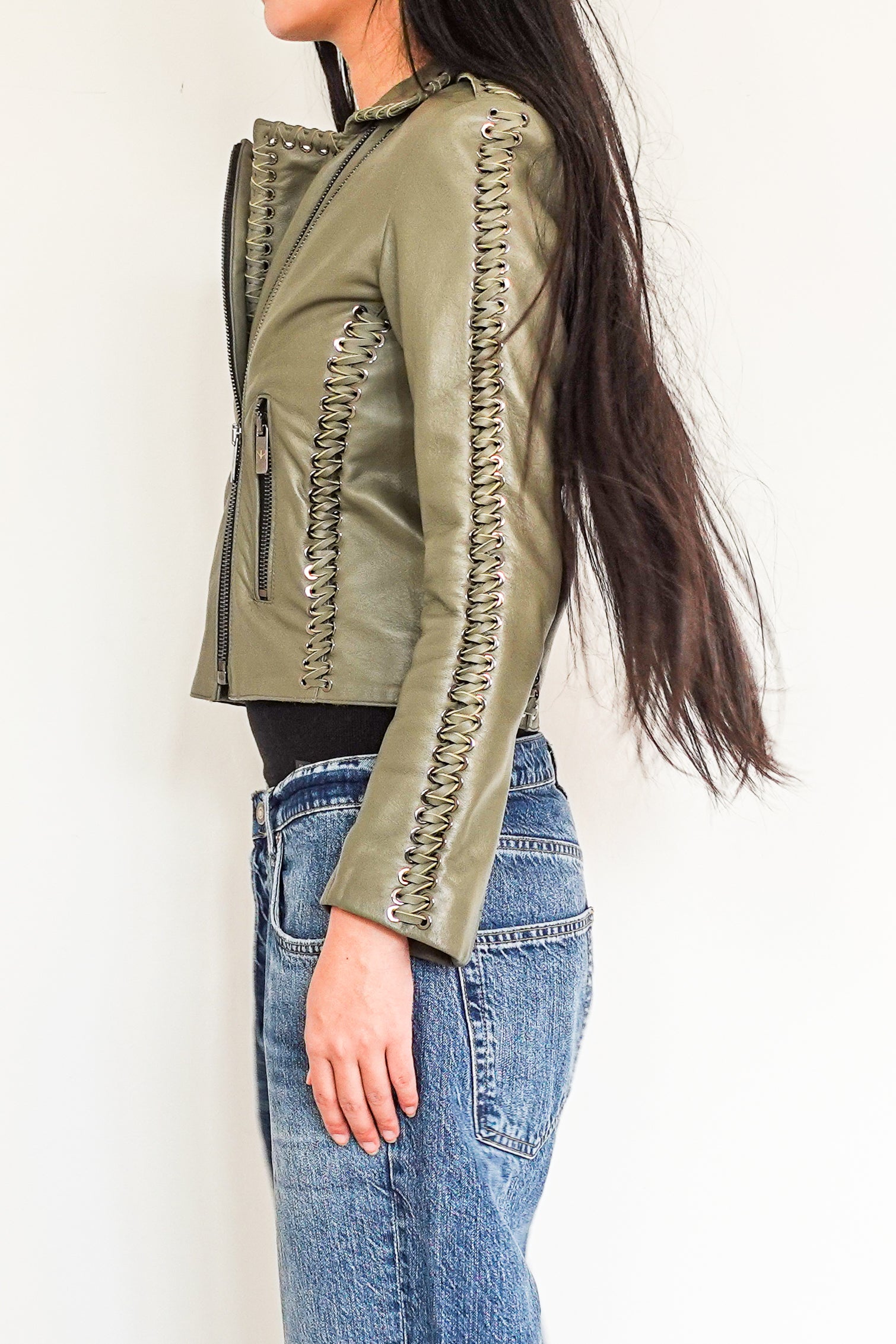 Green Leather Jacket RRP £1.2K