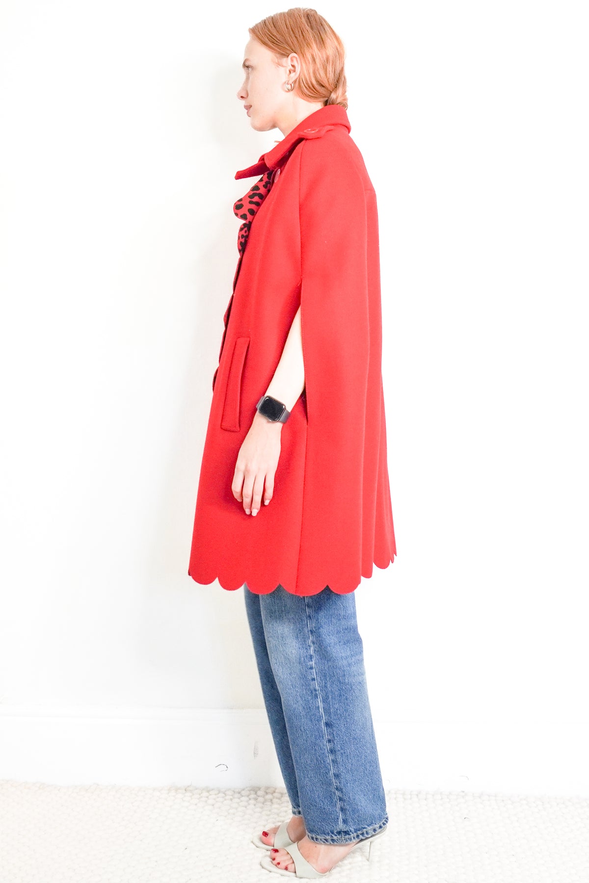 Valentino Red Scalloped Cape (RRP £1200) | Authentic Preloved - Reloved Again