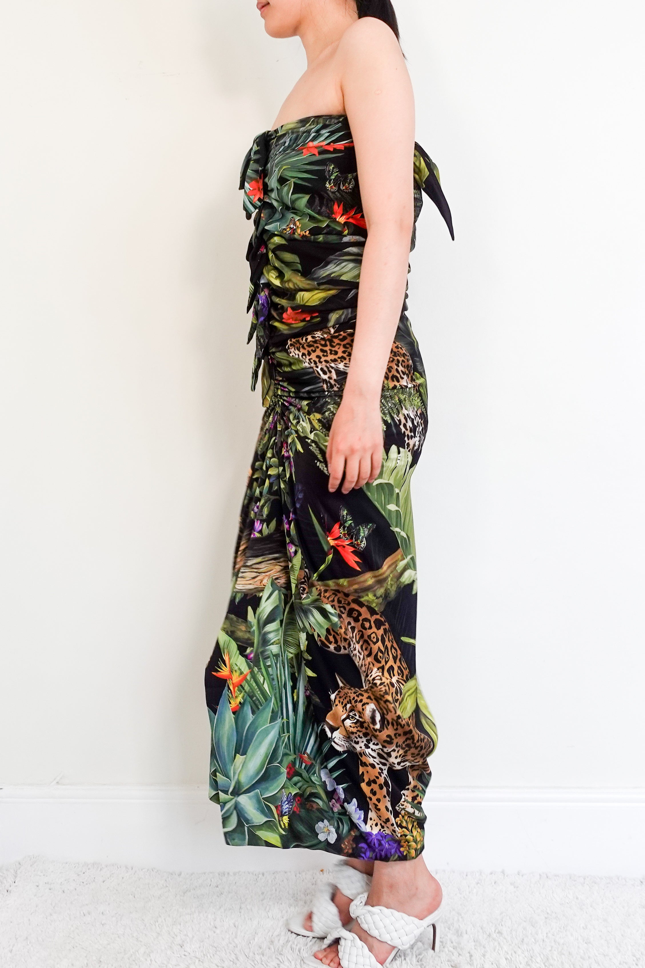 Tropical bandeau midi dress RRP £2k