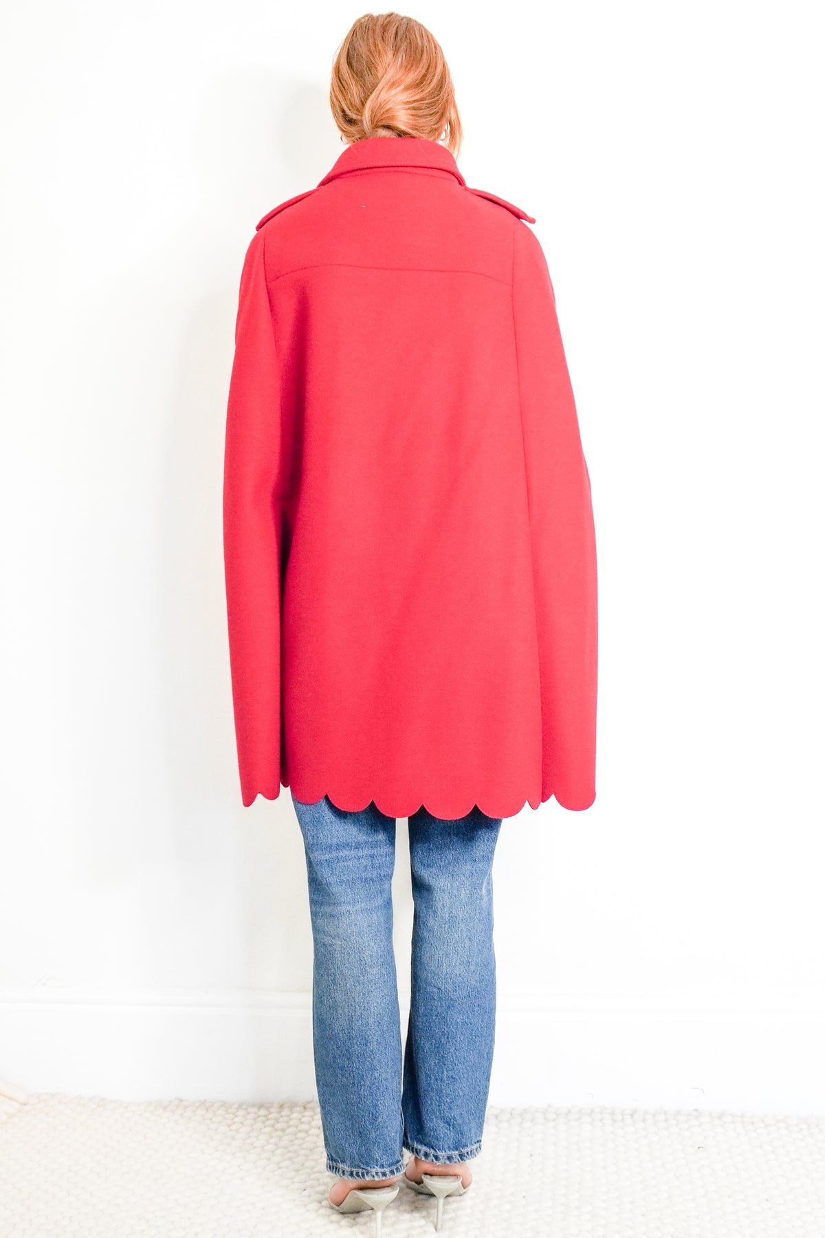Valentino Red Scalloped Cape (RRP £1200) | Authentic Preloved