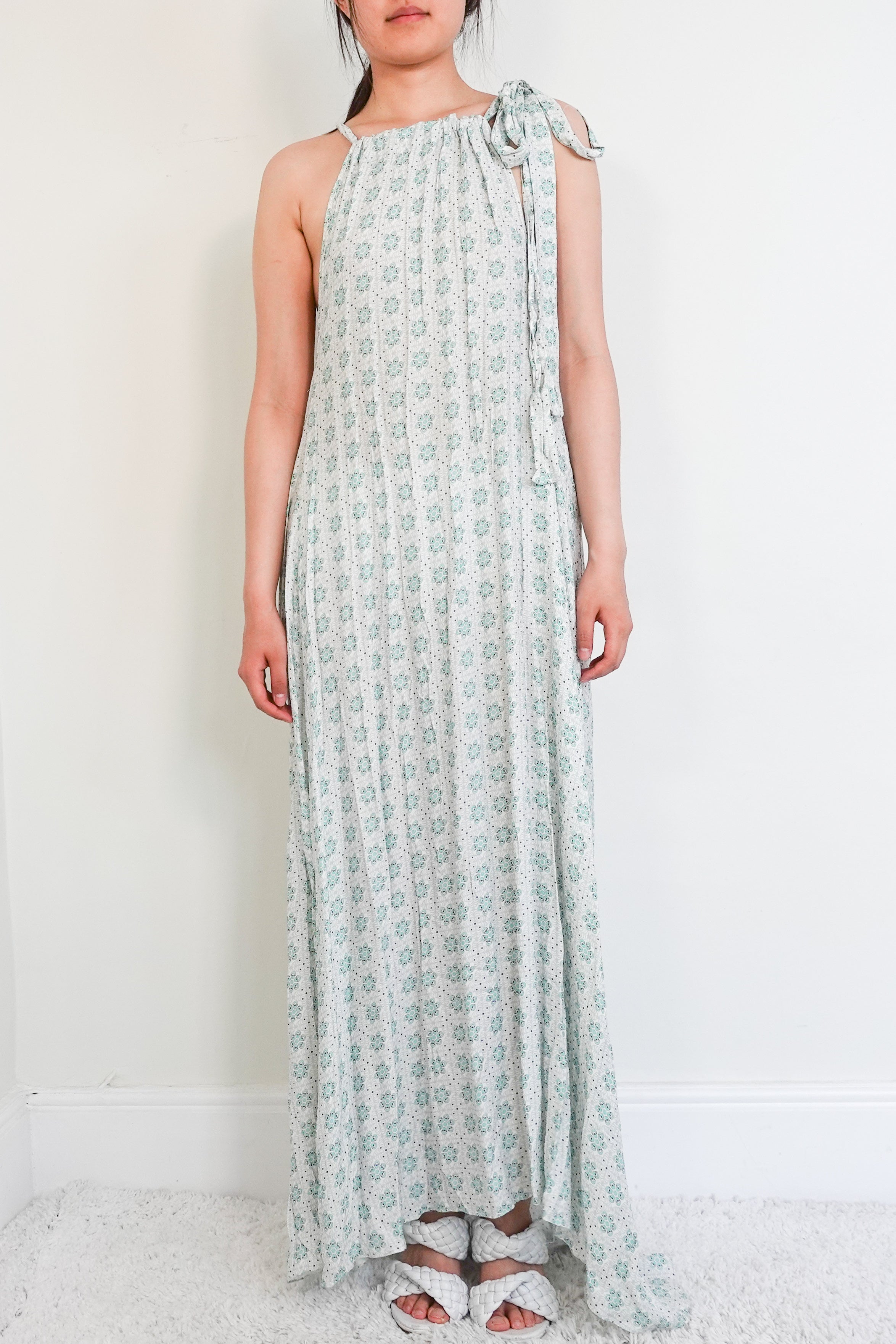 Blue and white Halter Maxi Dress RRP £350