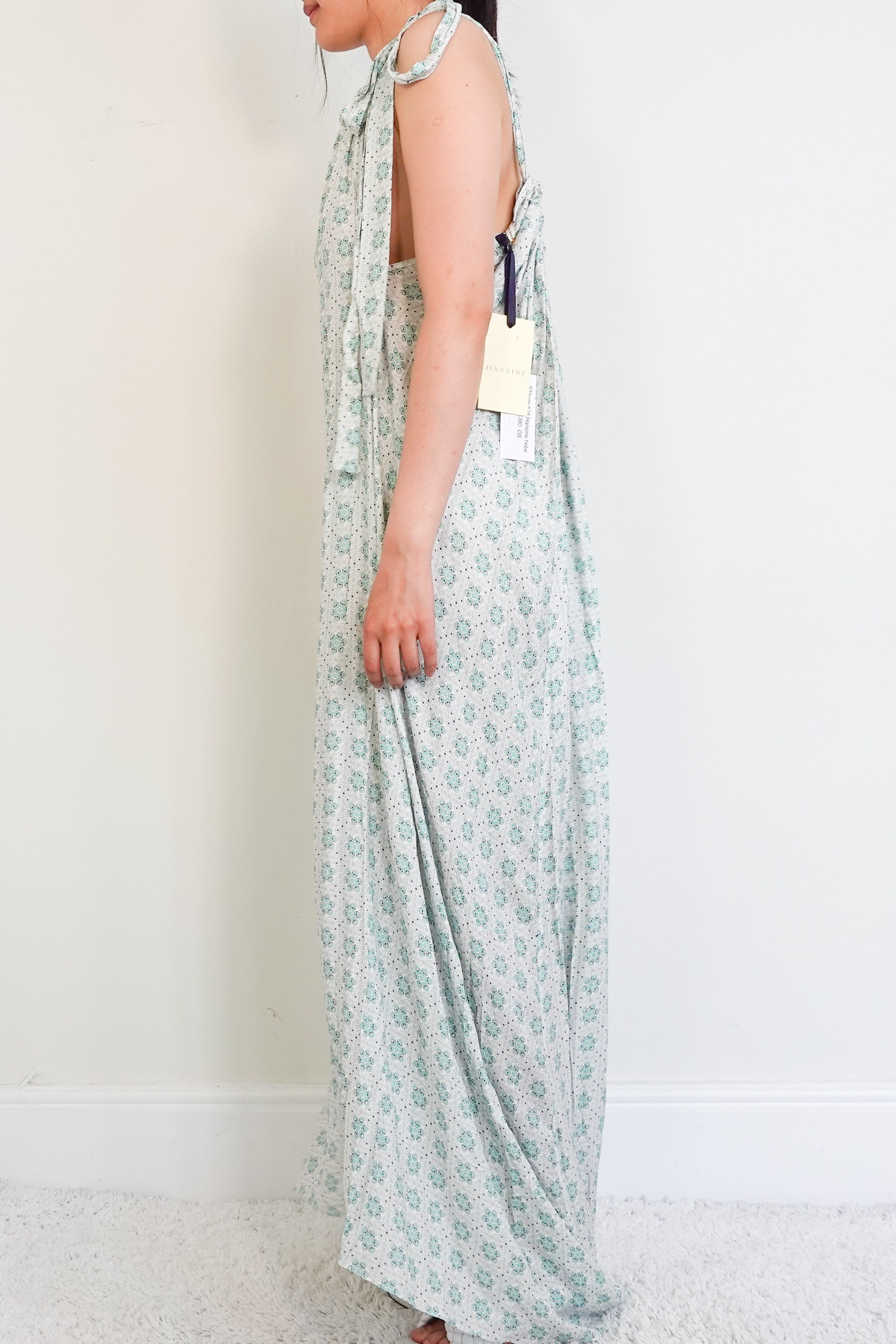 Blue and white Halter Maxi Dress RRP £350