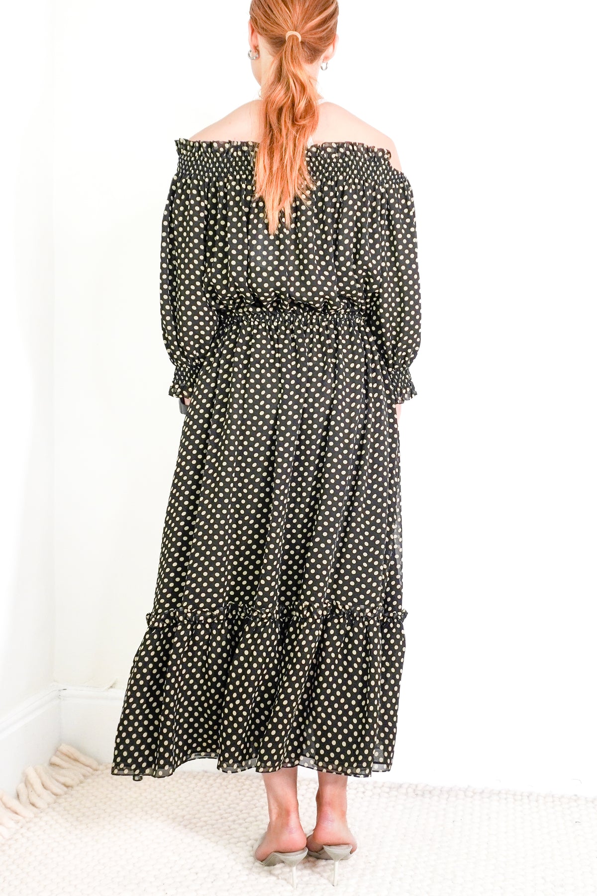 Celine Polka Dot Off Shoulder Dress (RRP £1200) | Authentic Preloved