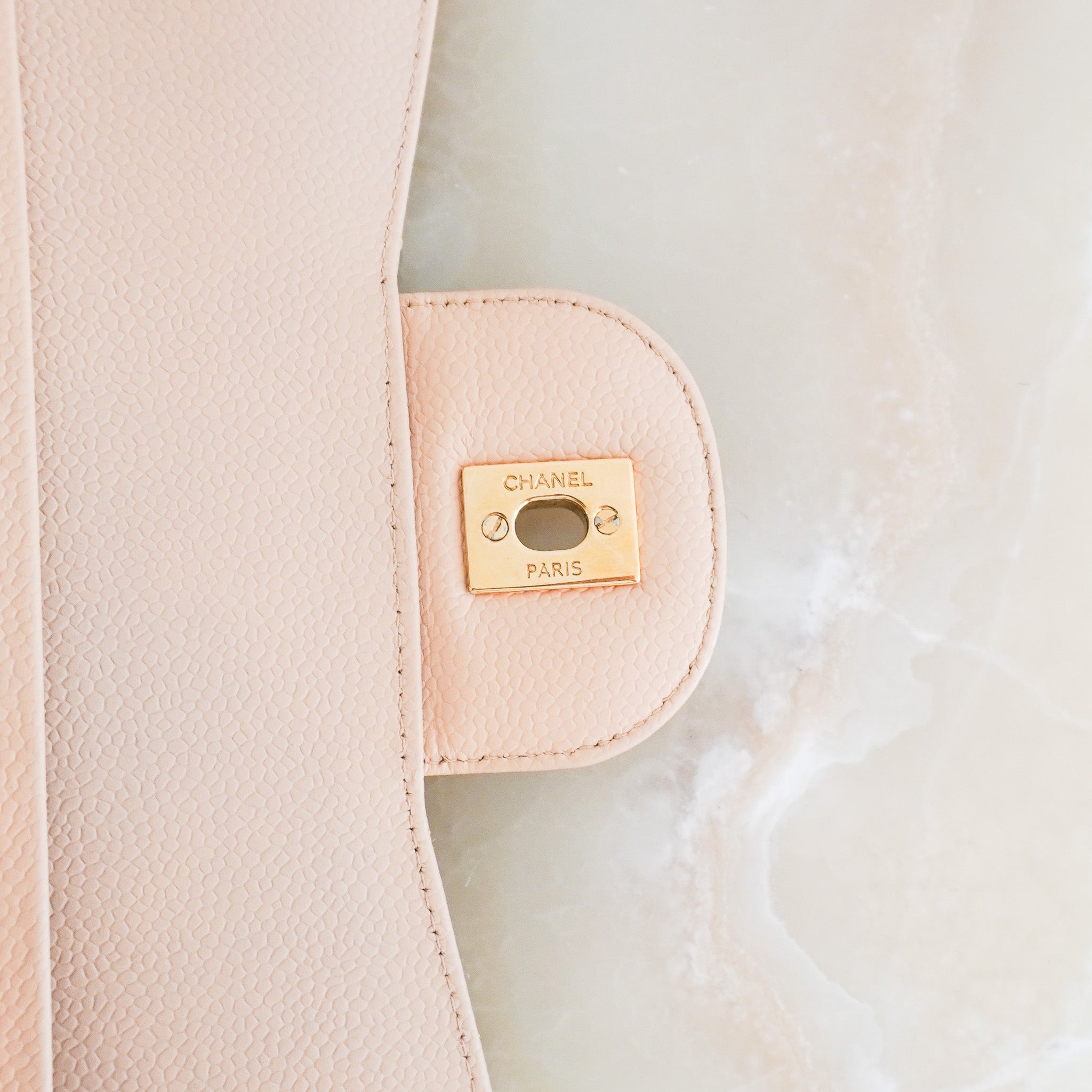 Chanel Jumbo Classic Double Flap Bag in Beige Caviar Leather RRP (£9830) | Authentic Preloved - Reloved Again