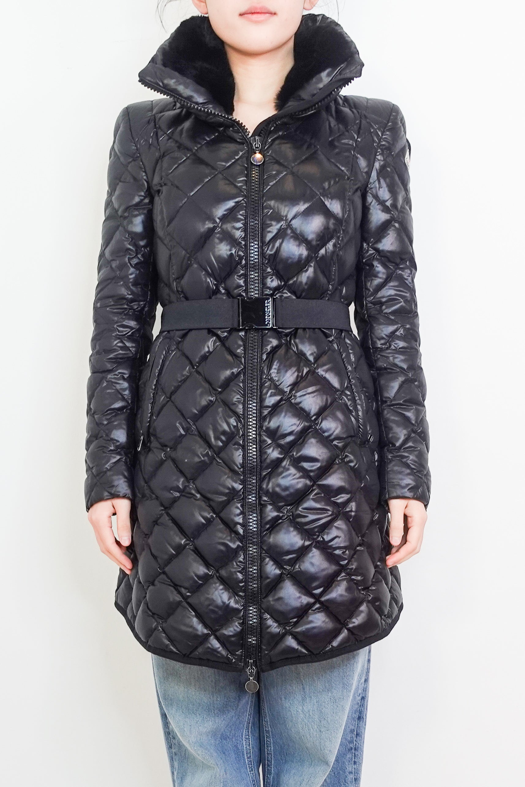 Black puffer midi coat RRP £1.2k