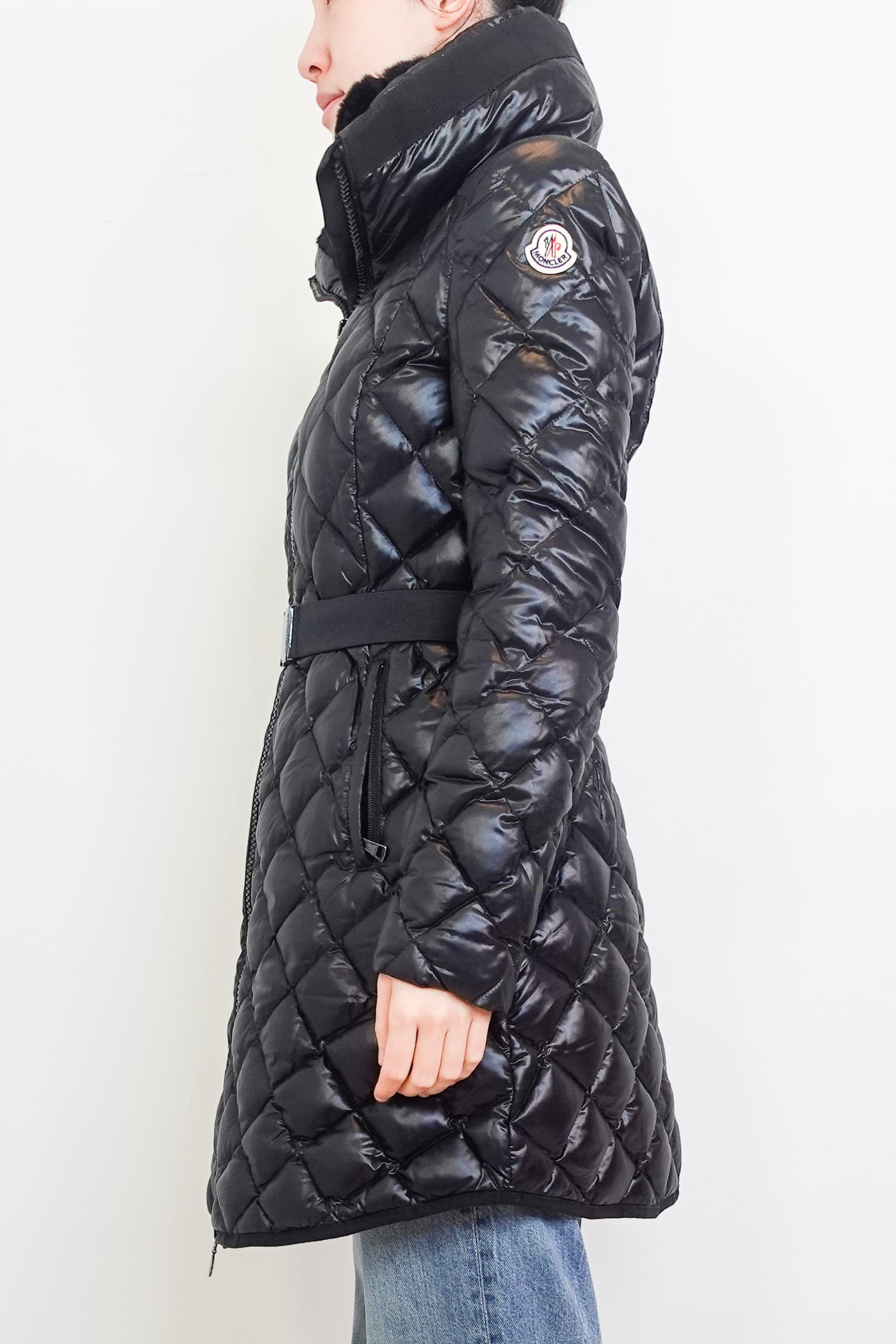 Black puffer midi coat RRP £1.2k