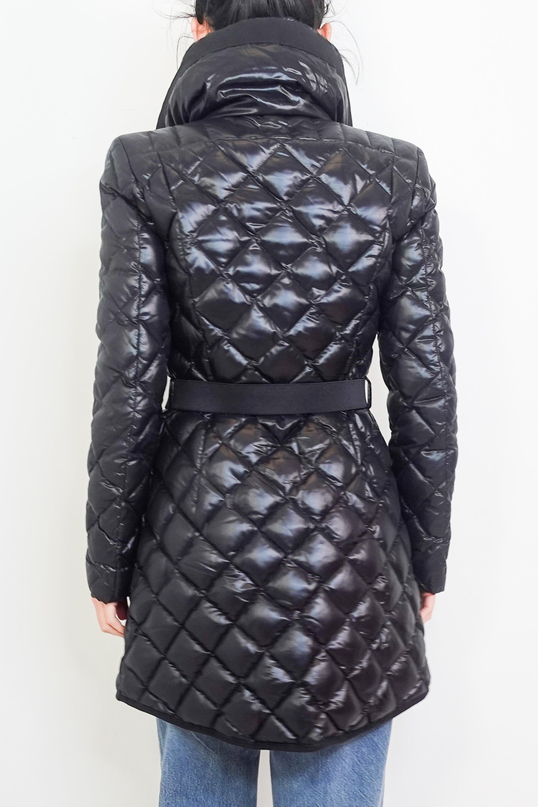 Black puffer midi coat RRP £1.2k