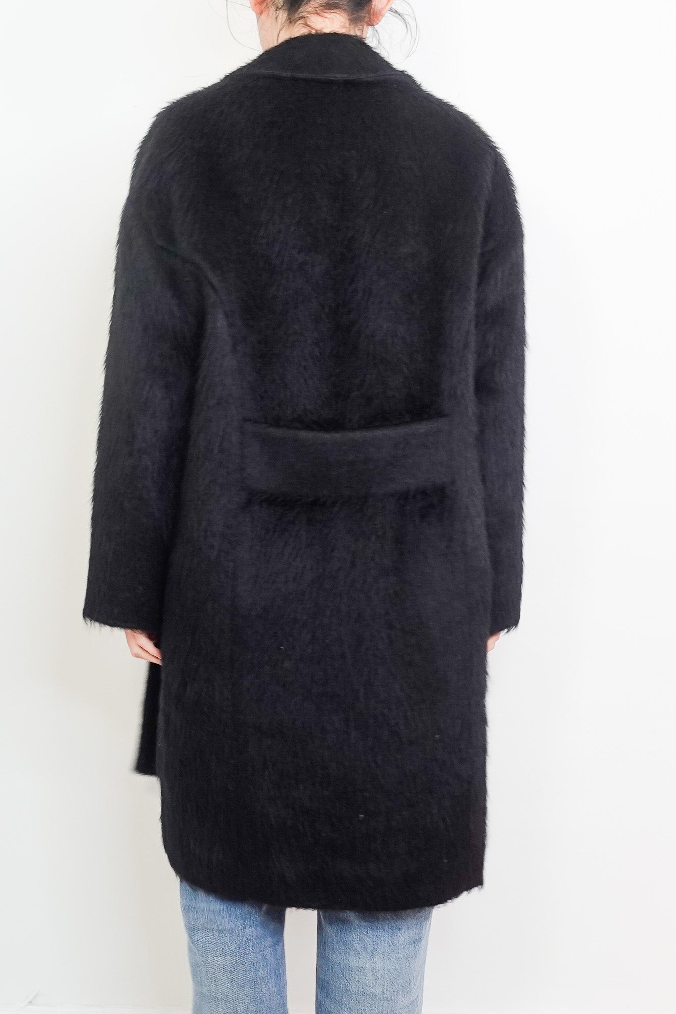 Alpaca black long haired coat RRP £550