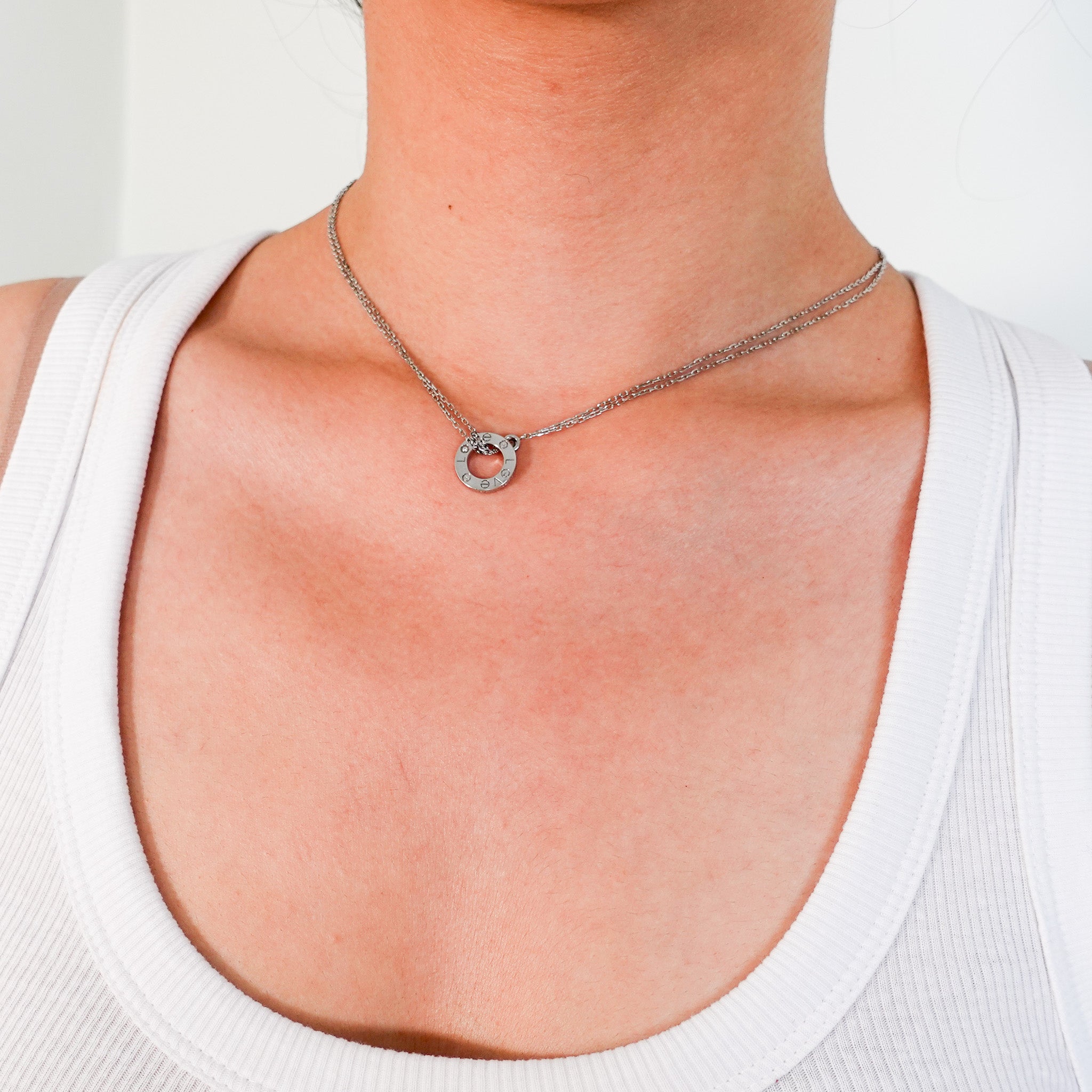 Cartier White Gold Love and Diamond necklace  RRP £2.6k | Authentic Preloved