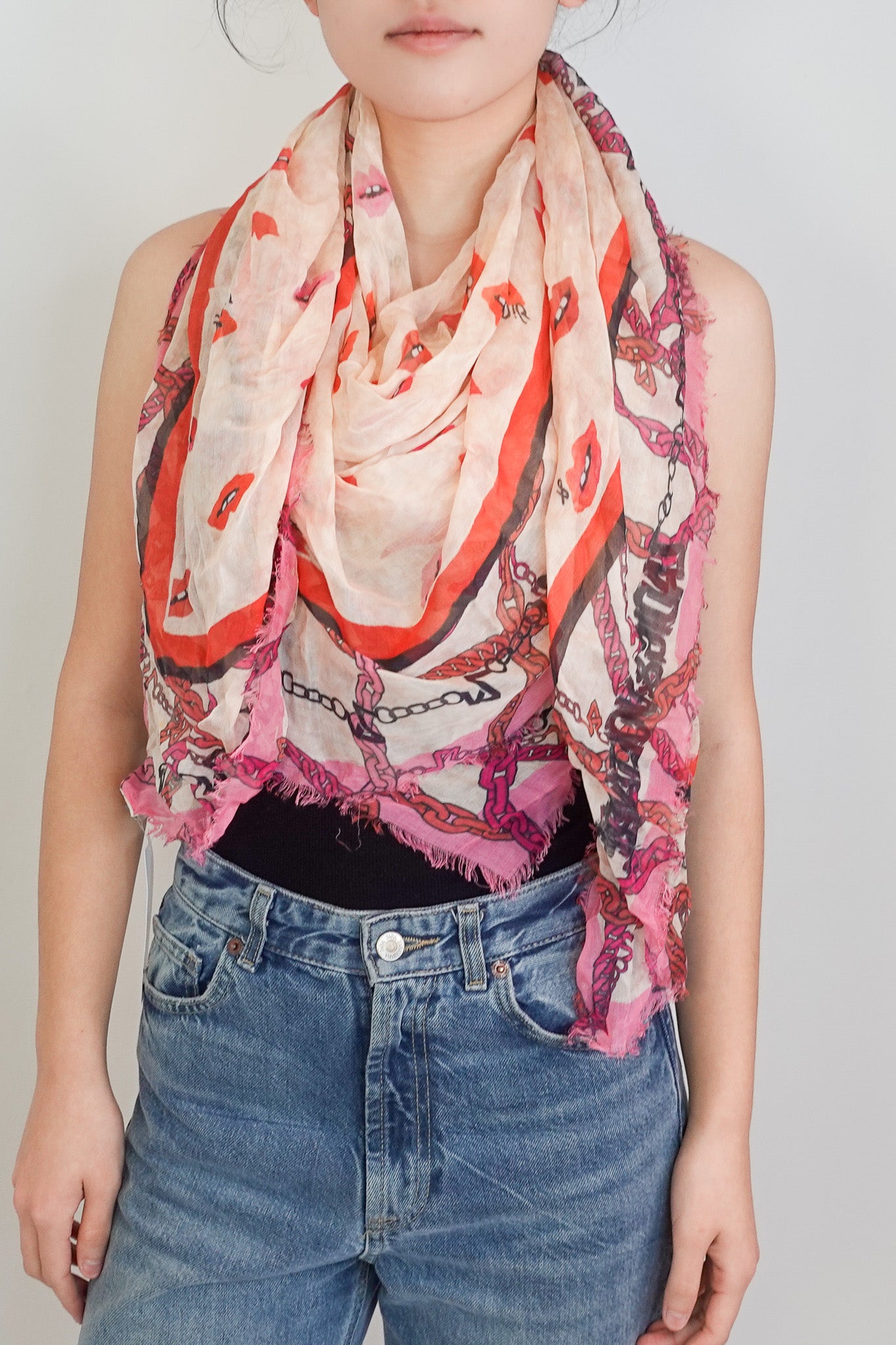 Lips print silk scarf RRP £300