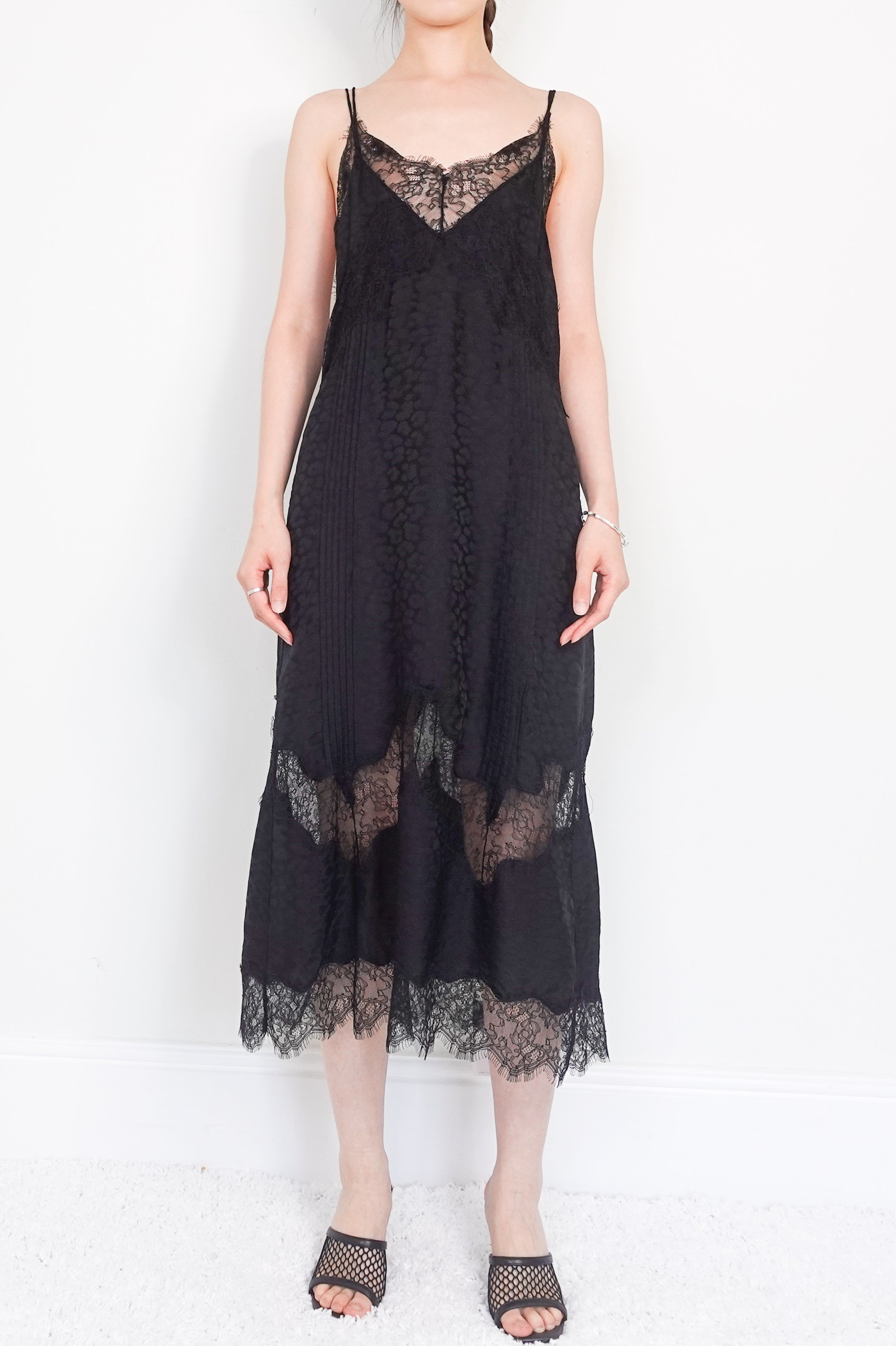 Black midi silk dress RRP