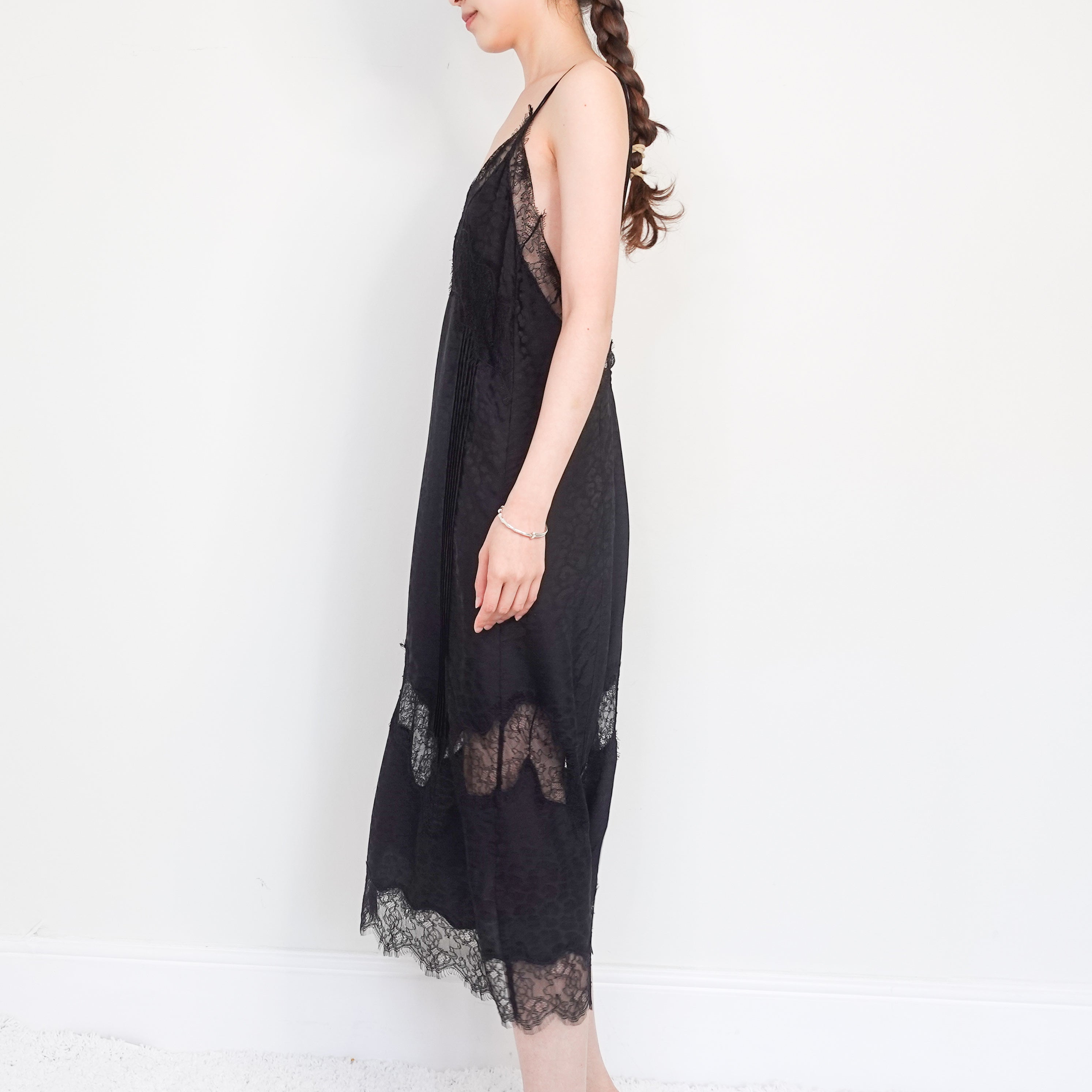 Black midi silk dress RRP