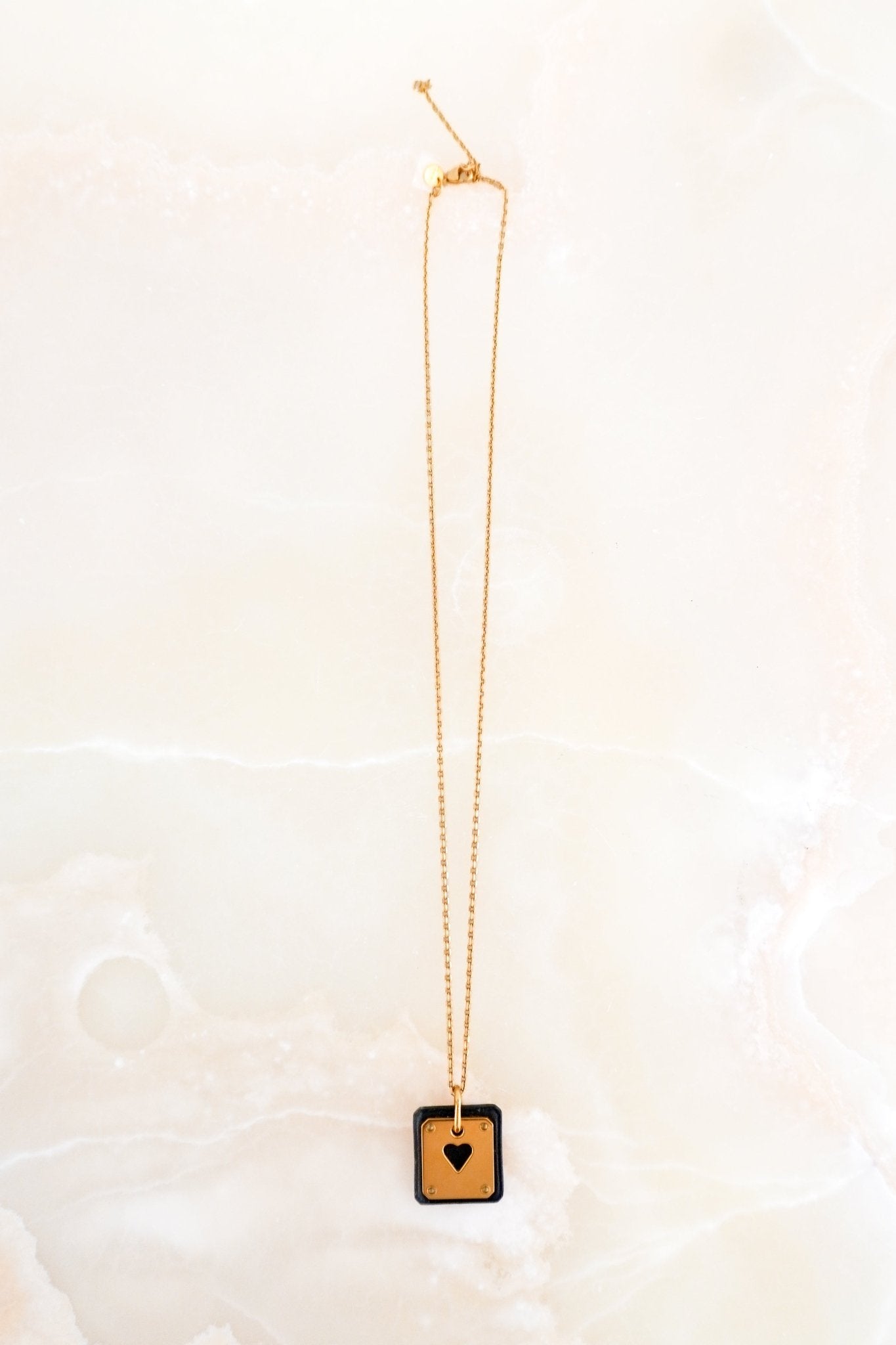 Hermès Pendentif Cuir As de Coeur PM Necklace in Noir (RRP £500) | Authentic Preloved FINAL SALE - Reloved Again