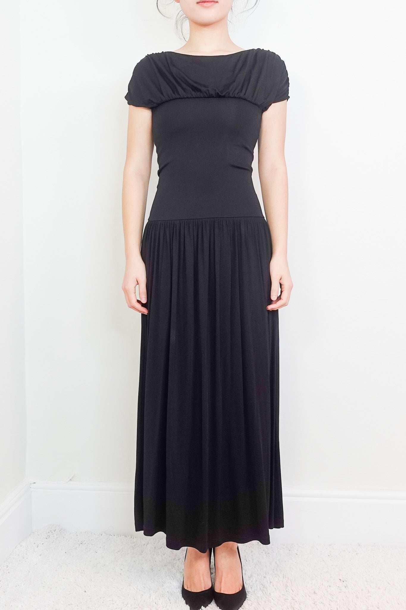 NEW Black double draped maxi dress RRP £400