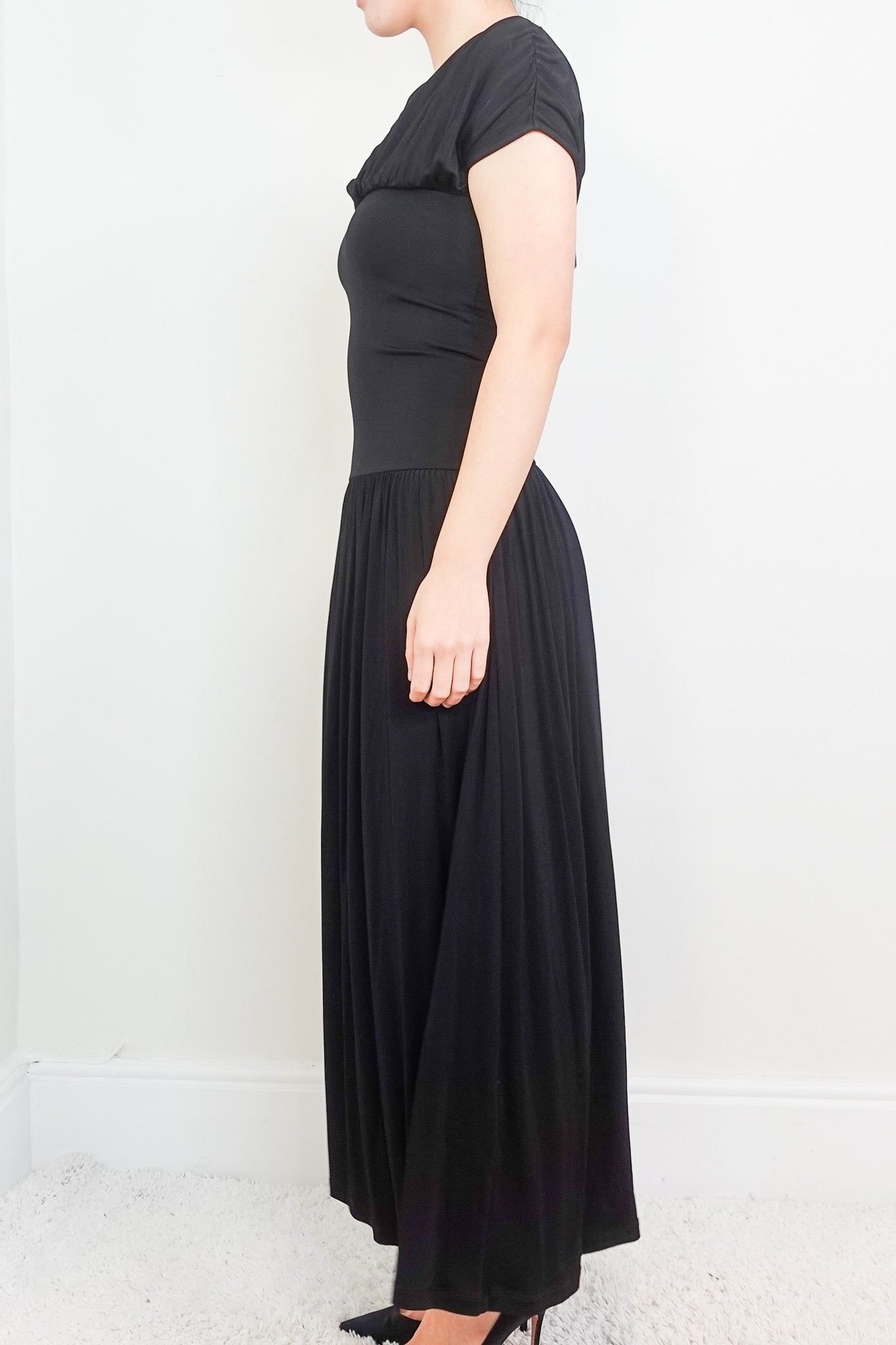 NEW Black double draped maxi dress RRP £400