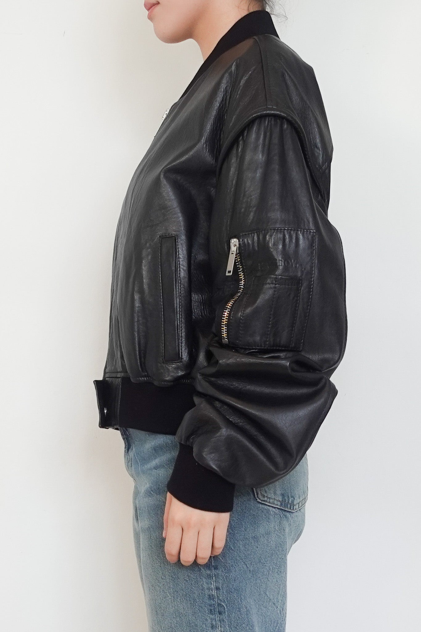 Halfboy Black Cropped Leather Bomber Jacket RRP £450 | Authentic Preloved - Reloved Again