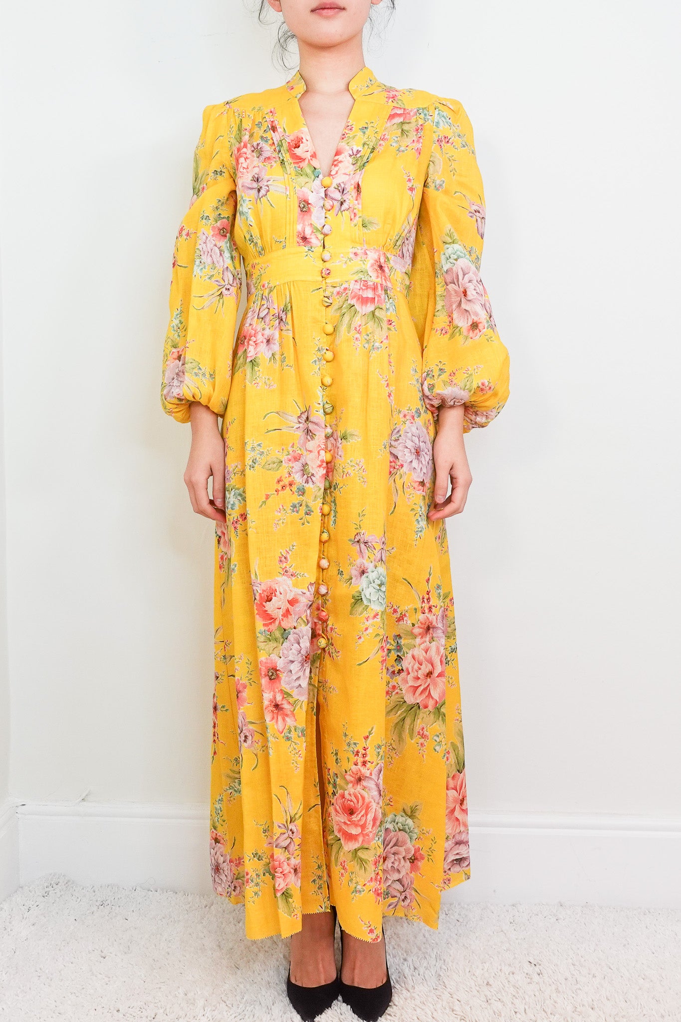 Yellow floral dress RRP £1.2k