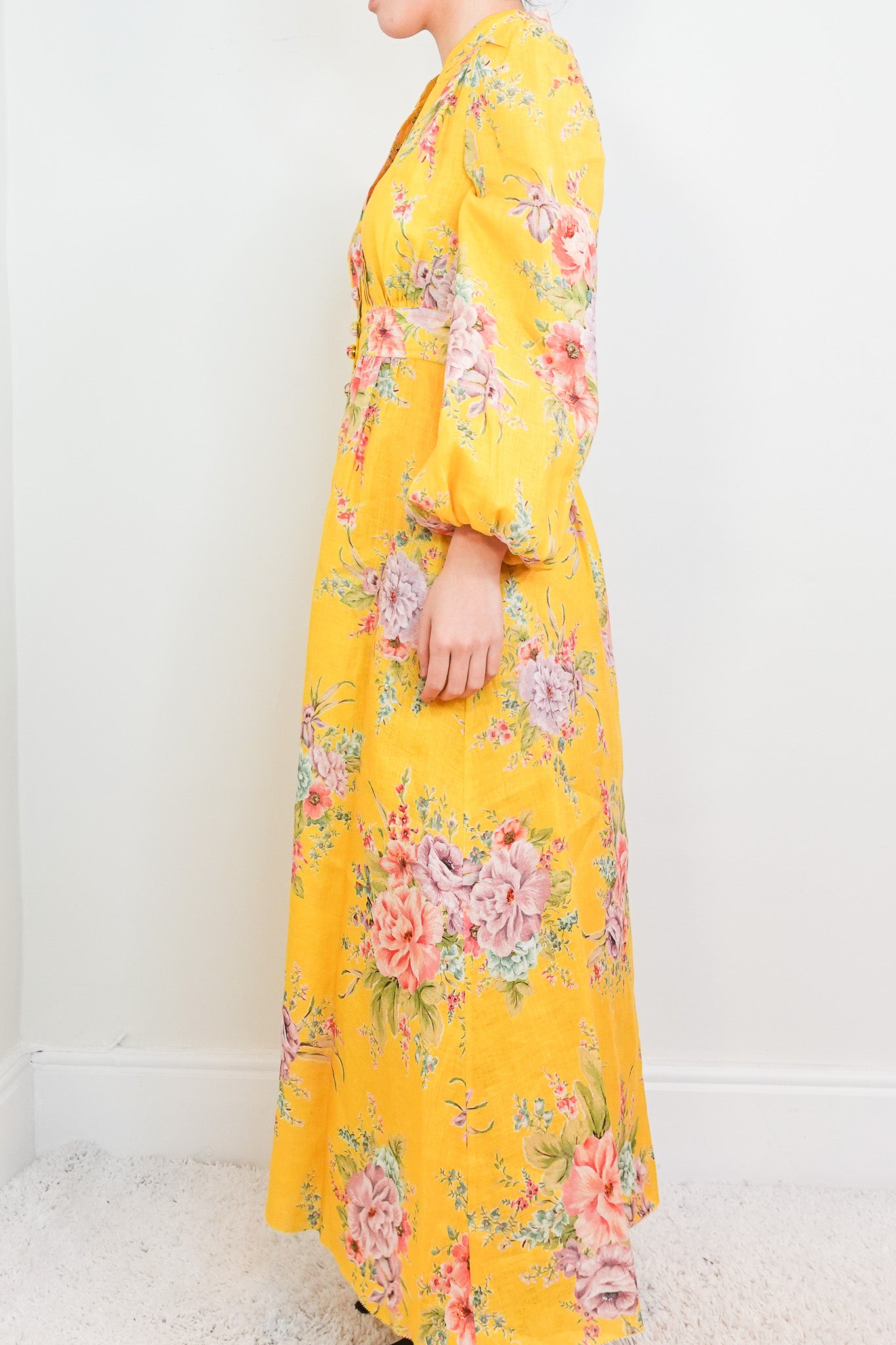 Yellow floral dress RRP £1.2k