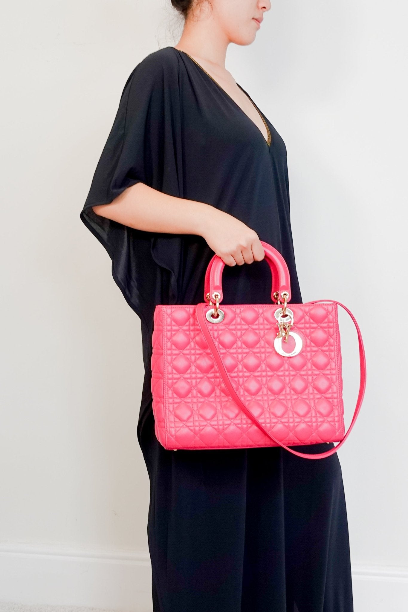Dior Large Pink Leather Lady Bag | Authentic Preloved - Reloved Again