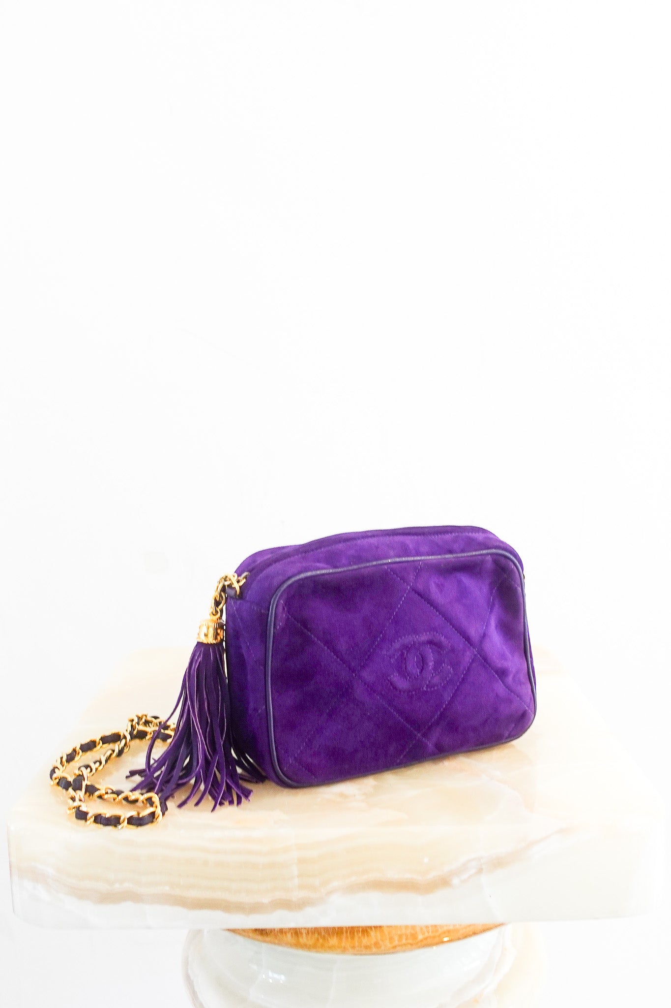 Purple suede camera bag RRP £4k