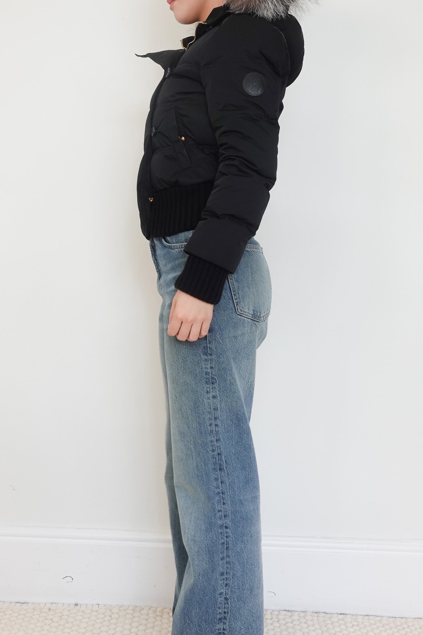 Gucci Black Cropped Puffer Coat with Fox Fur Hood RRP £2580 | Authentic Preloved