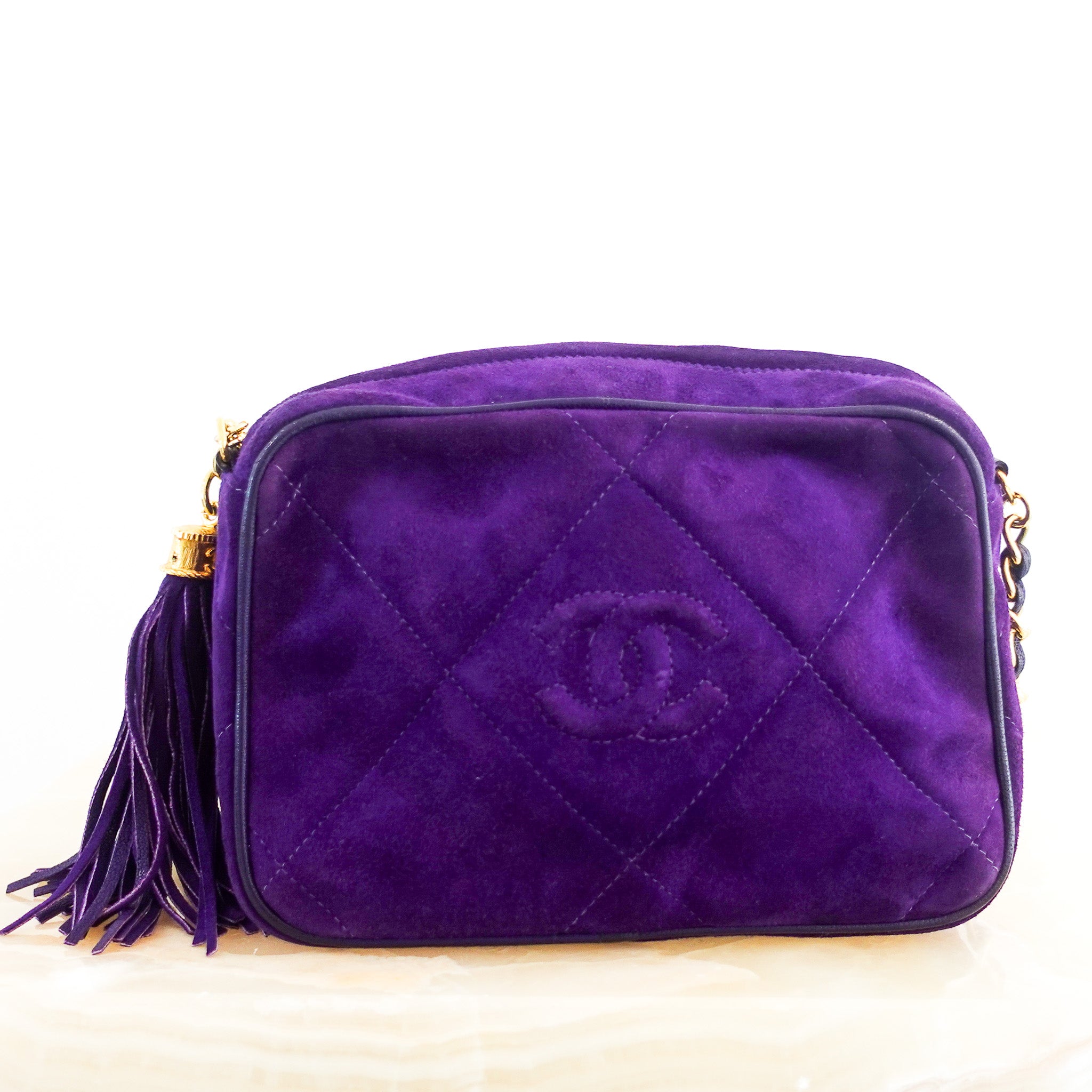 Purple suede camera bag RRP £4k