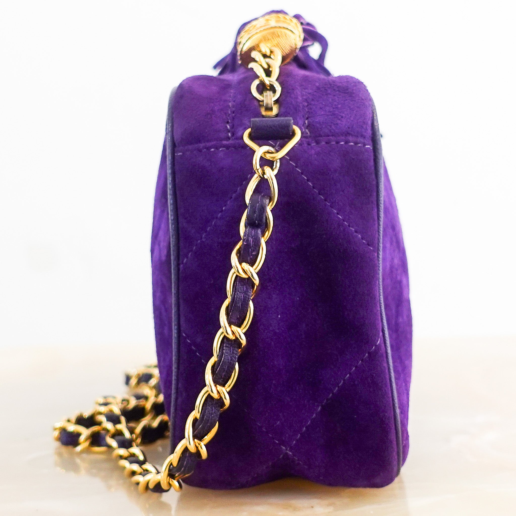 Purple suede camera bag RRP £4k