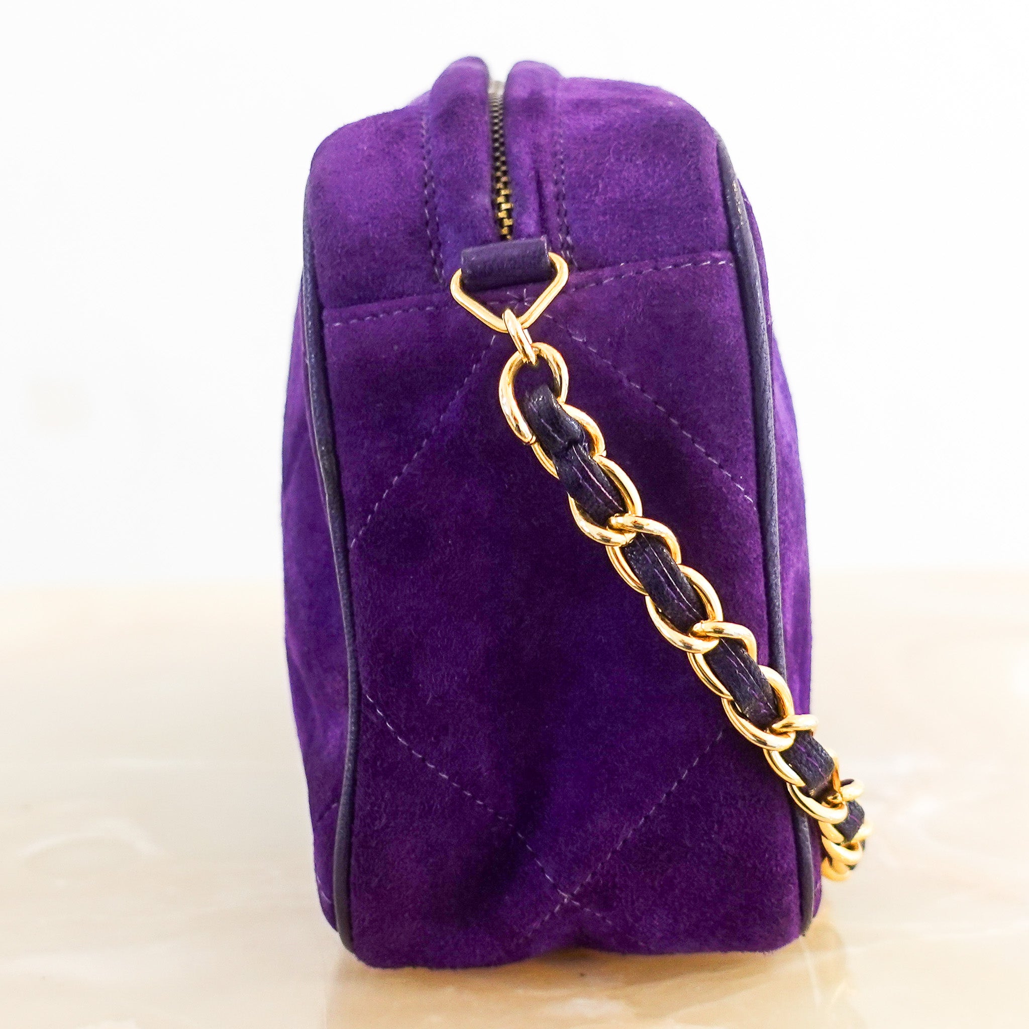 Purple suede camera bag RRP £4k