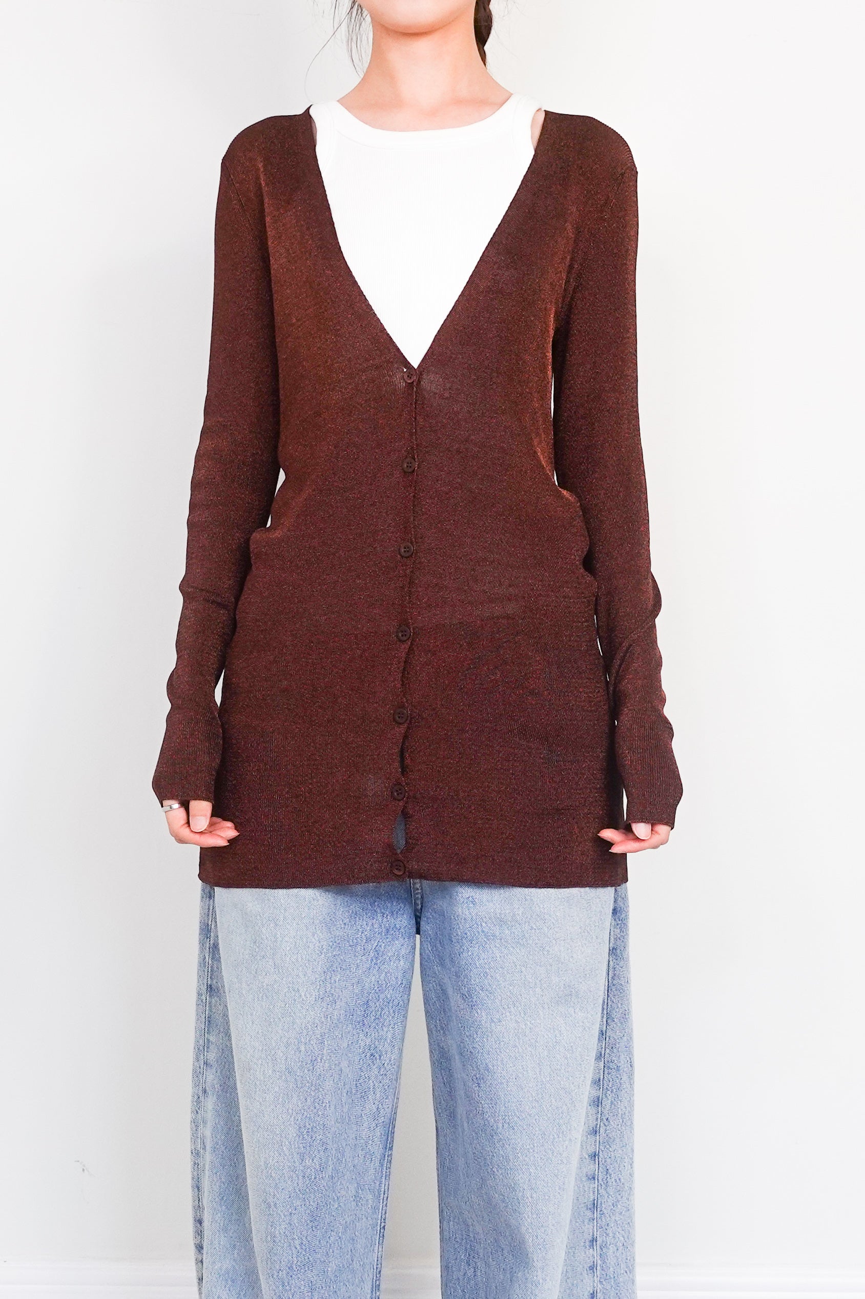 Brown lurex cardigan RRP £250