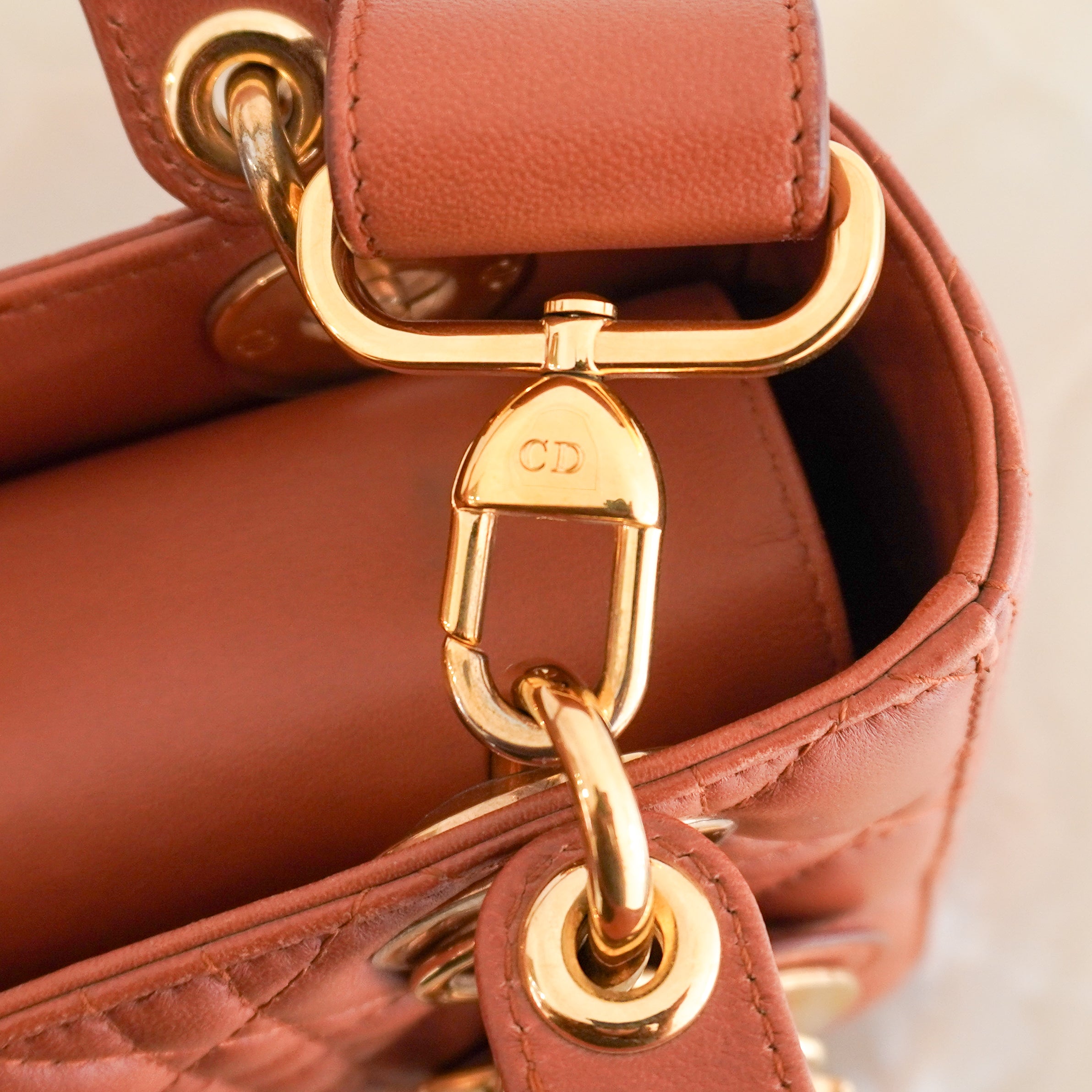 Dior Small Lady Dior Bag Tobacco Brown Cannage Lambskin (RRP £5200) | Authentic Preloved