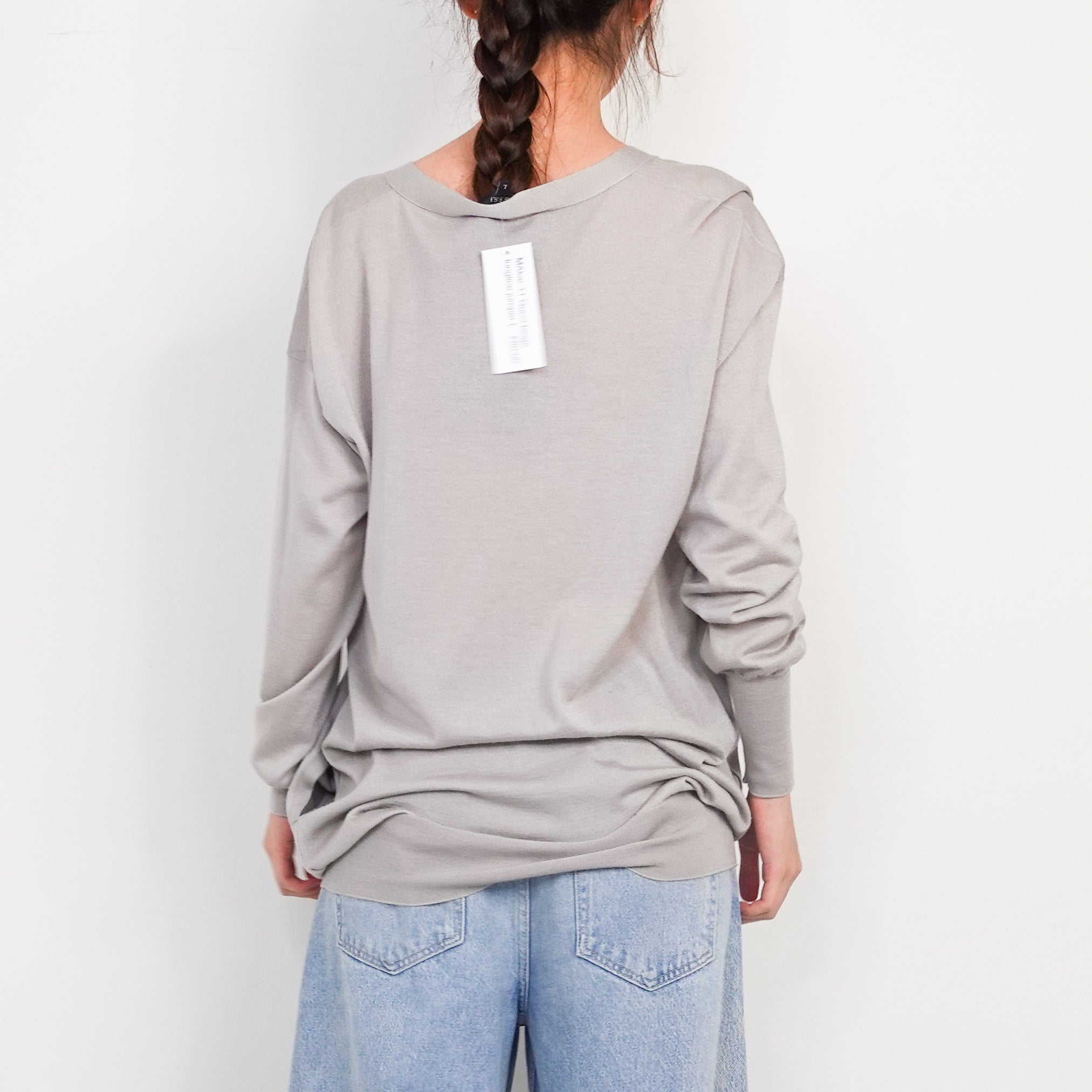 Grey fine longline jumper RRP £225