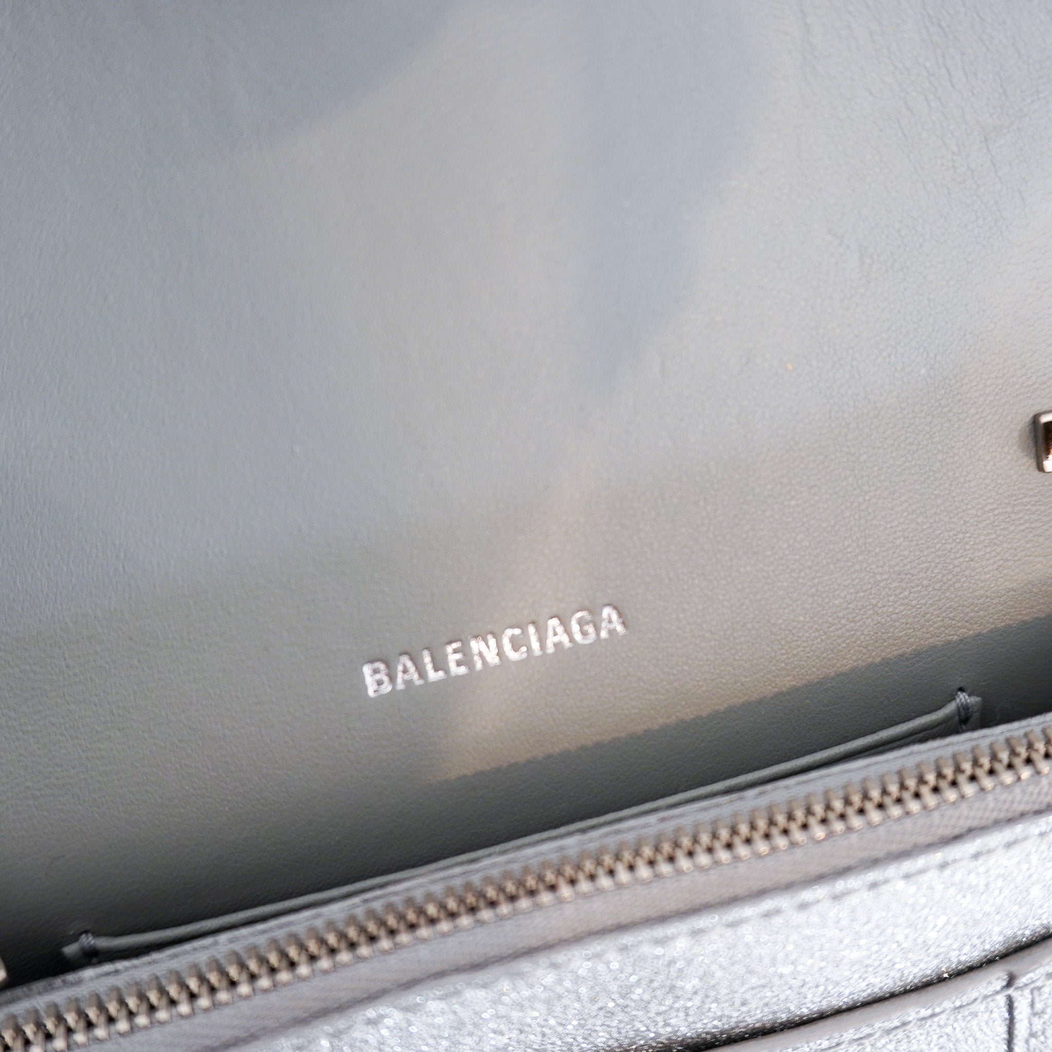 Balenciaga Grey Glitter XS Hourglass Wallet on Chain RRP £950 | Authentic Preloved - Reloved Again