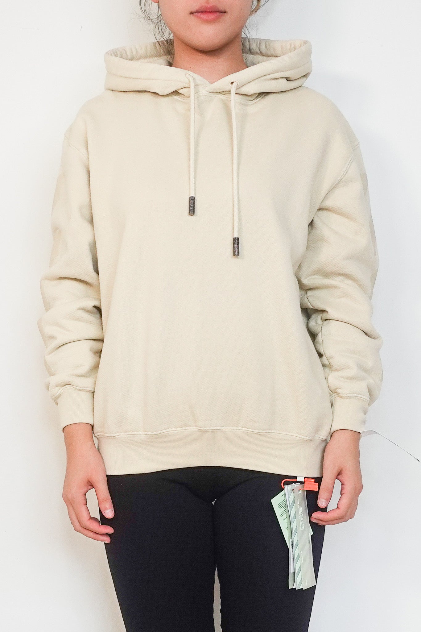 NEW Off White "Main Label" Diag Arrow Oversize Cream Hoodie RRP £350 | Authentic Preloved - Reloved Again