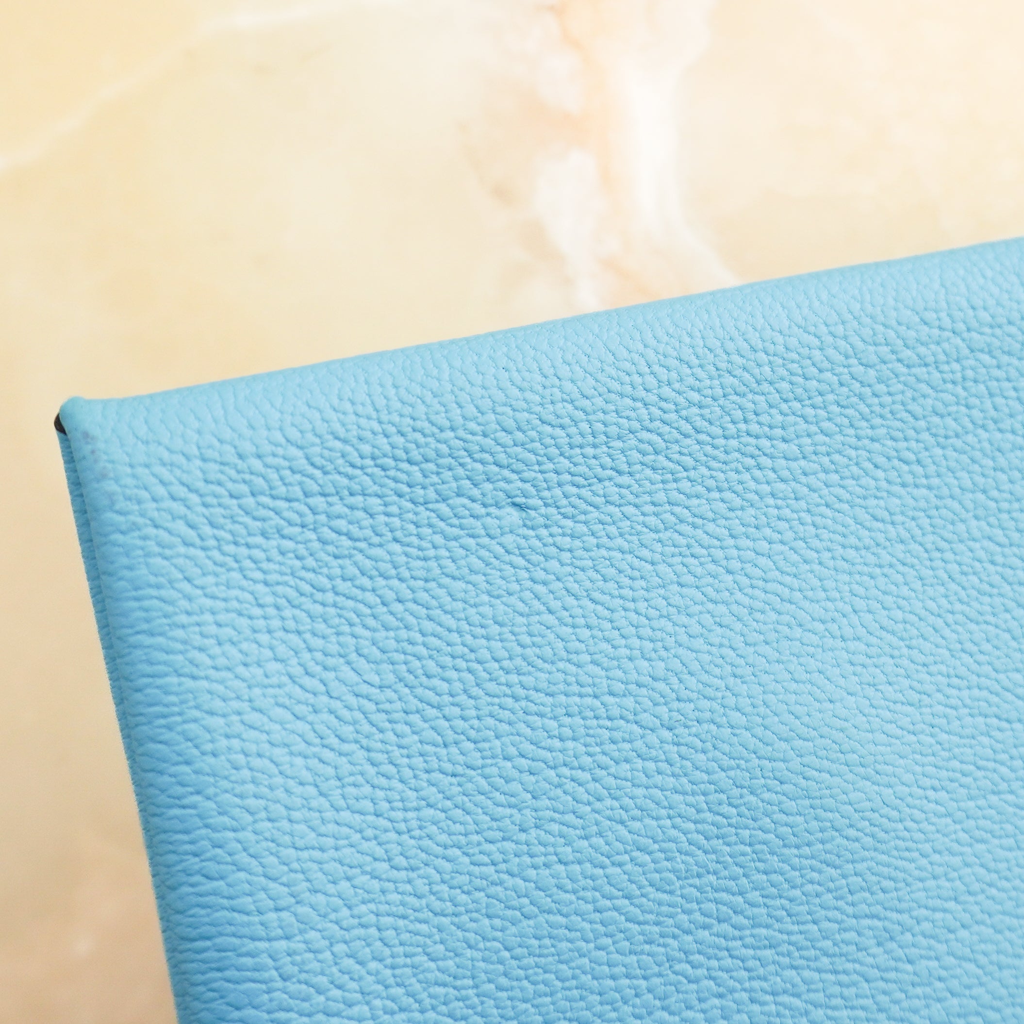 Hermès Calvi Card Holder in Blue Chevre Mysore Leather (RRP £360) | Authentic Preloved